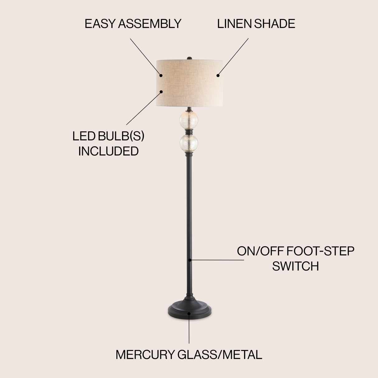 January Glass/Metal LED Floor Lamp