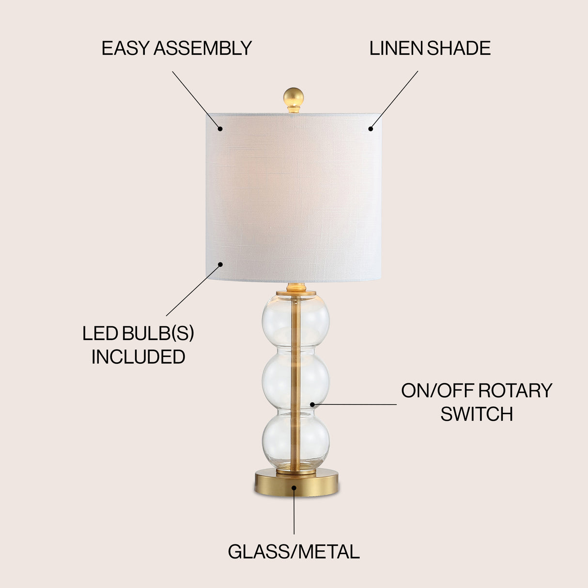 February Art Deco Stacked Sphere Glass Lamp