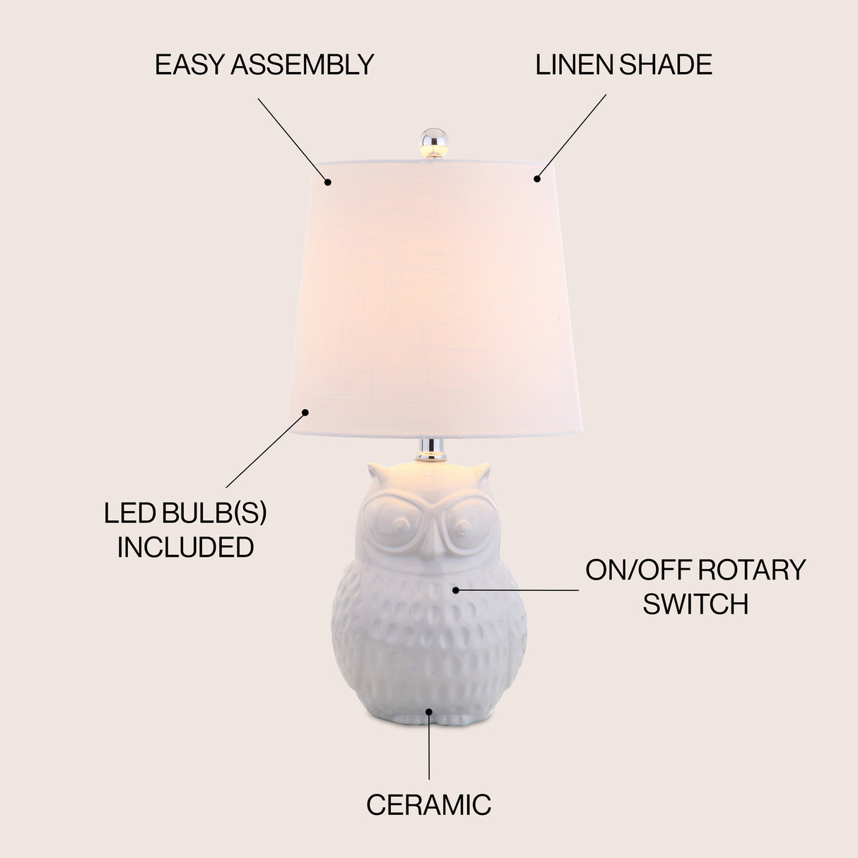 Hoot Ceramic Mini LED Table Lamp