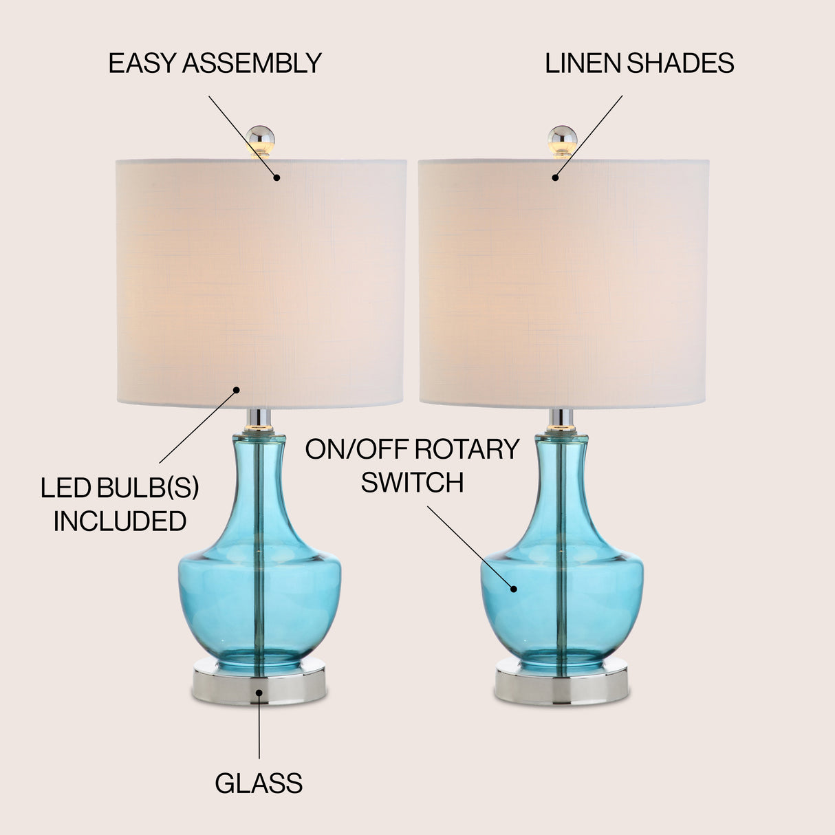 Colette Mini Glass Table Lamp-Set of 2