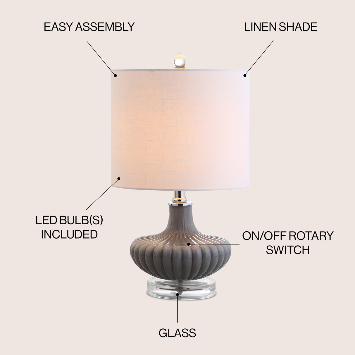Kamille Glass and Lucite LED Table Lamp