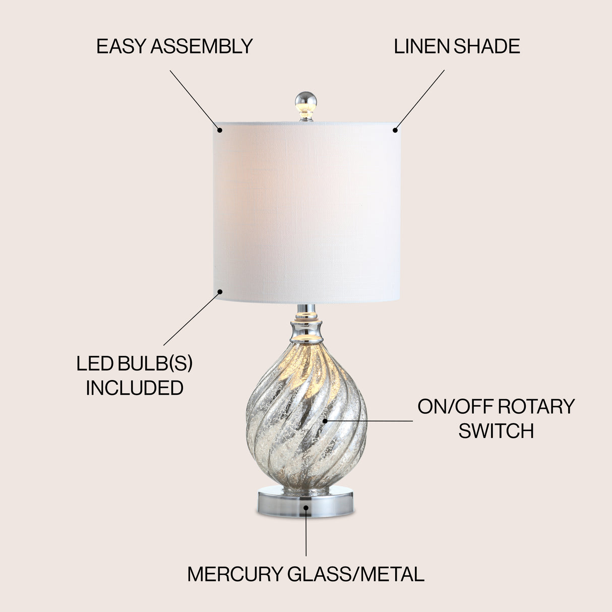 Lawrence Glass/Metal LED Table Lamp