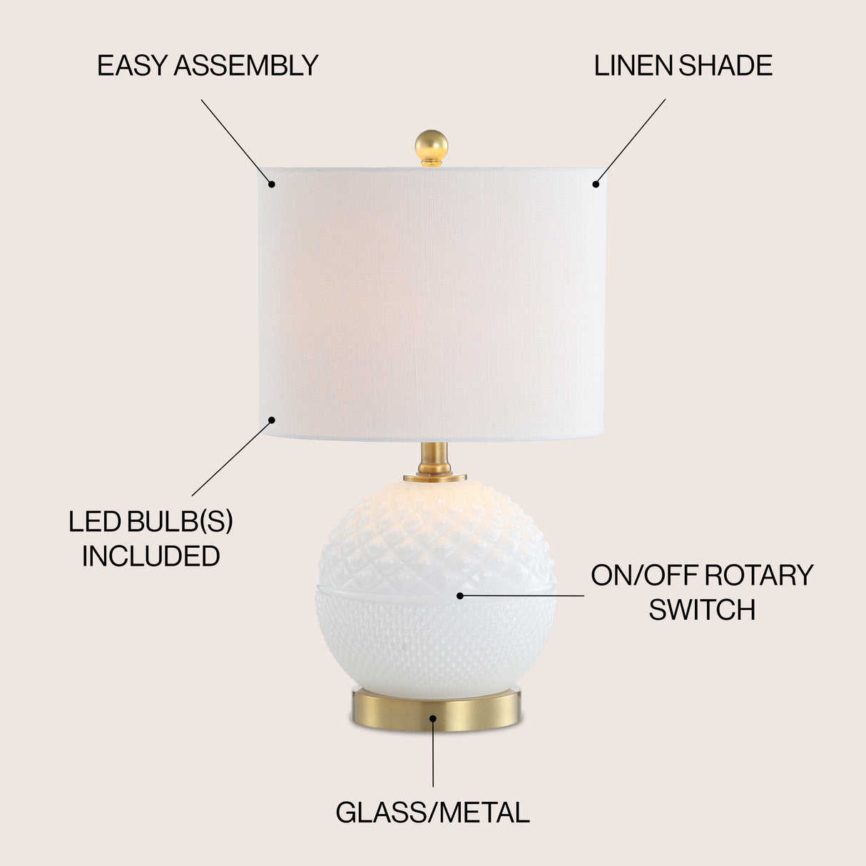 Julienne Glass/Metal LED Table Lamp