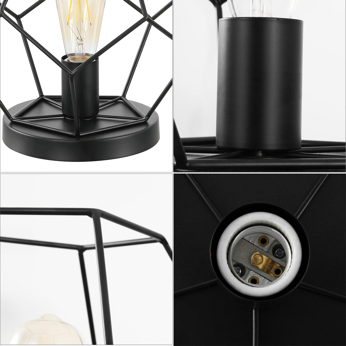 James MidCentury Glam Metal Geometric LED Table Lamp Black