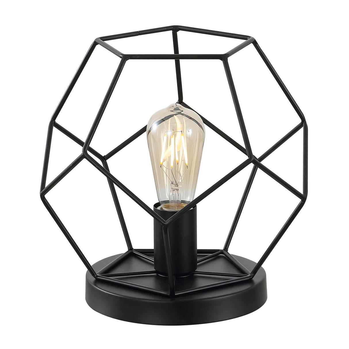 James MidCentury Glam Metal Geometric LED Table Lamp Black