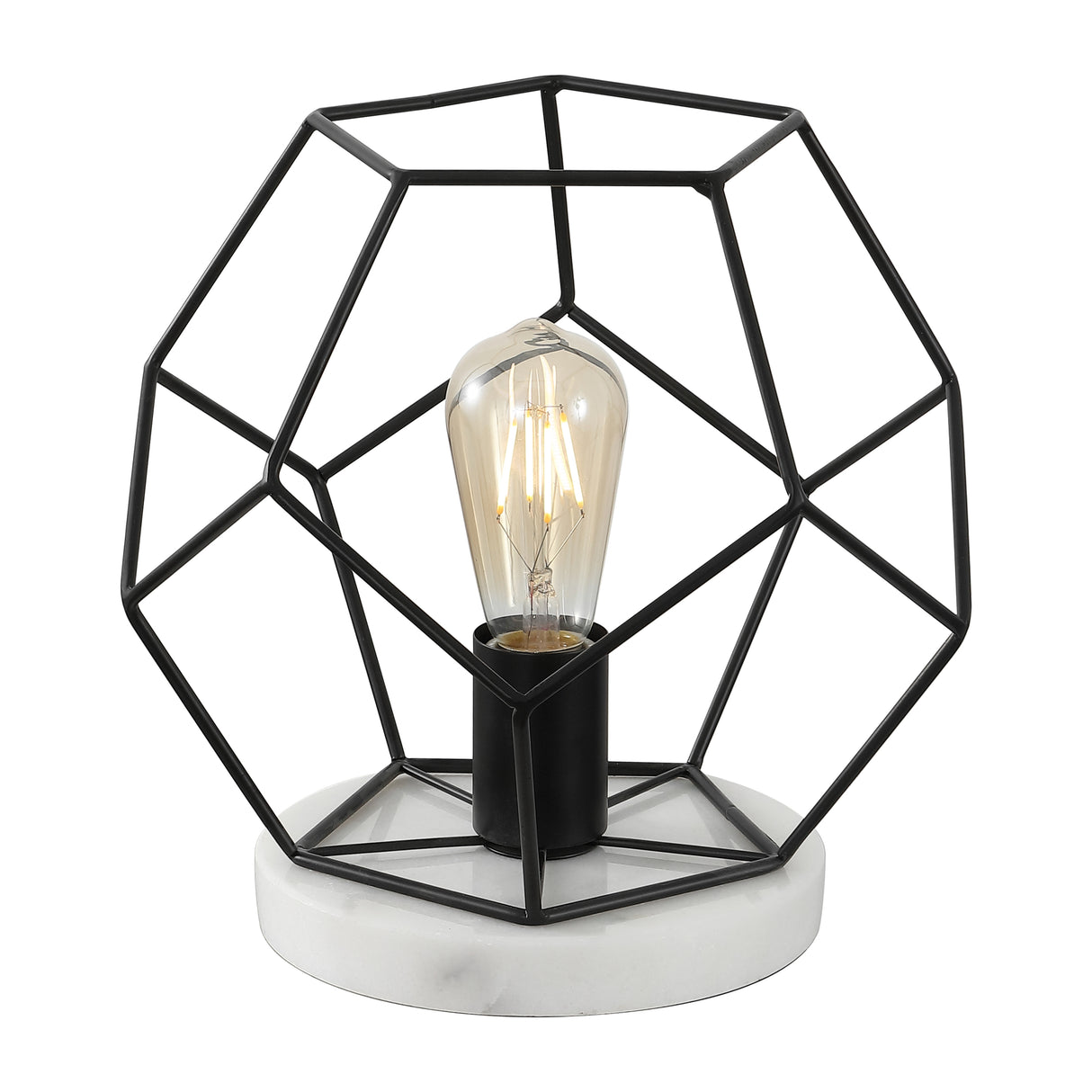 James MidCentury Glam Metal Marbled LED Table Lamp