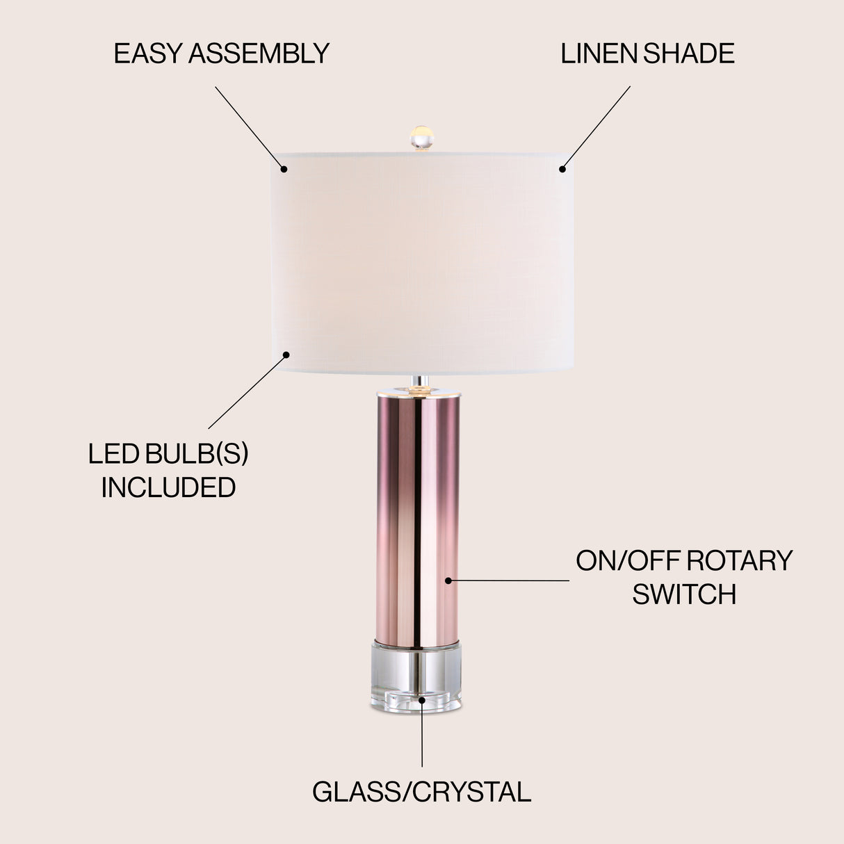 Edward Glass/Crystal LED Table Lamp
