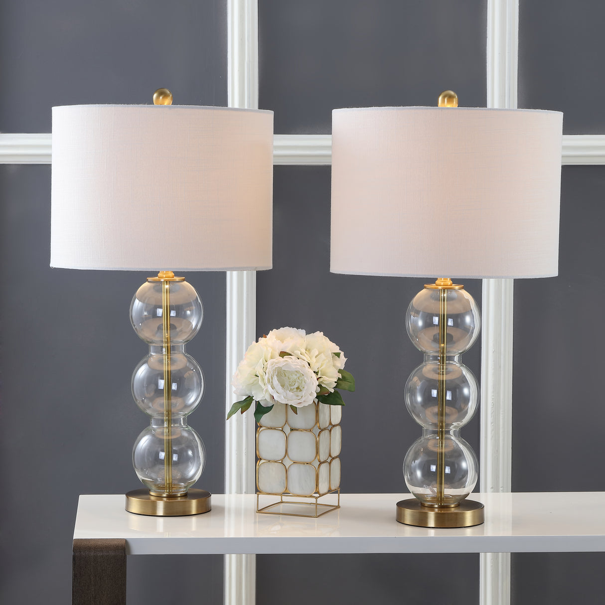Bella Glass Triple-Sphere LED Table Lamp-Set of 2