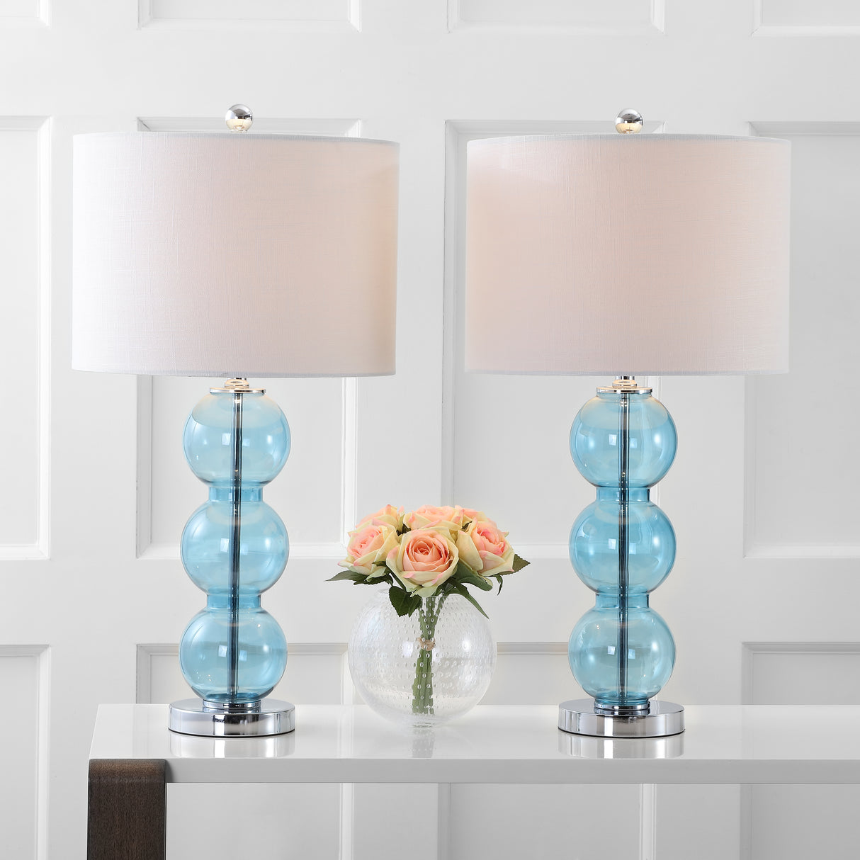 Bella Glass Triple-Sphere LED Table Lamp-Set of 2