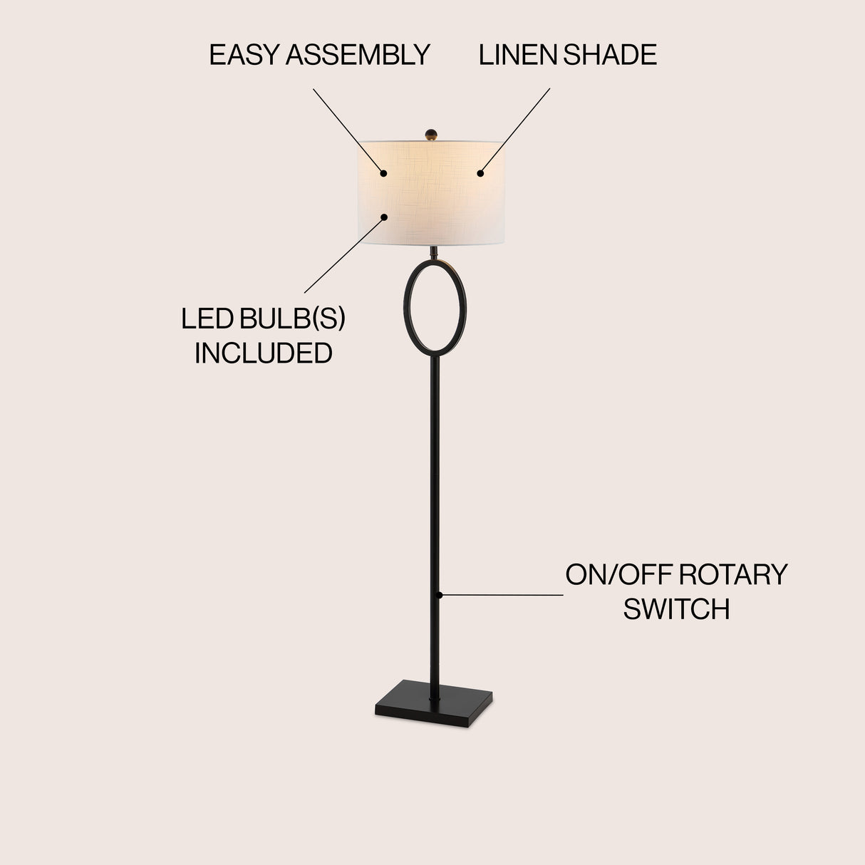 April Metal Modern Contemporary LED Floor Lamp