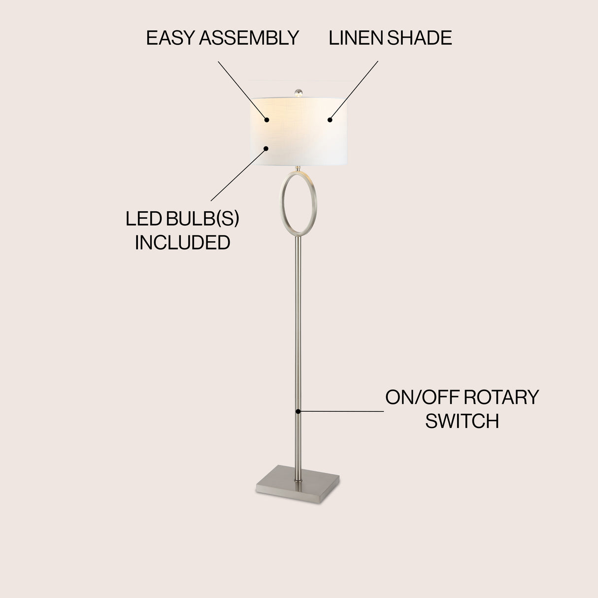 April Metal Modern Contemporary LED Floor Lamp