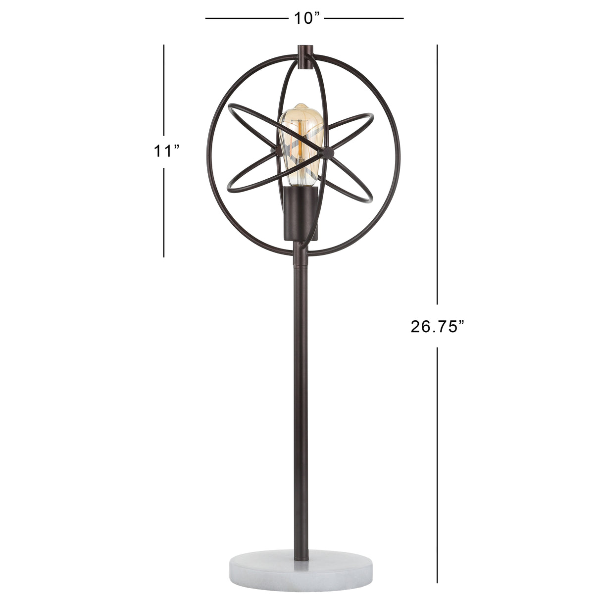 Atomic Edison Bulb Metal/Marble Modern LED Table Lamp