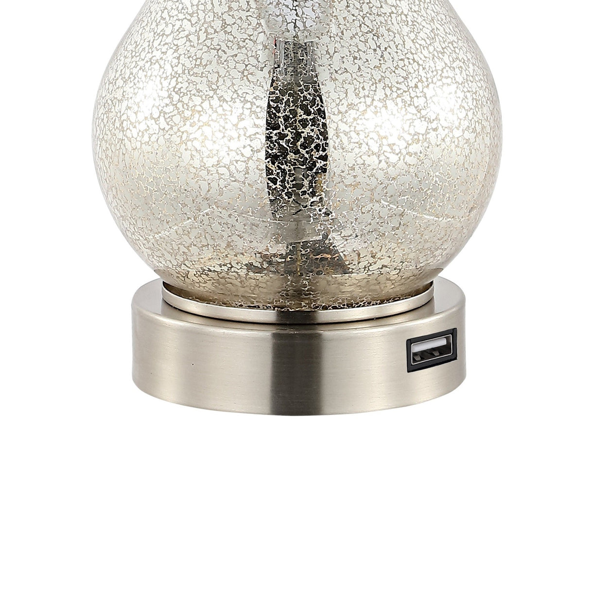 Dino Farmhouse Industrial Iron/Glass LED Table Lamp with USB Charging Port-Set of 2