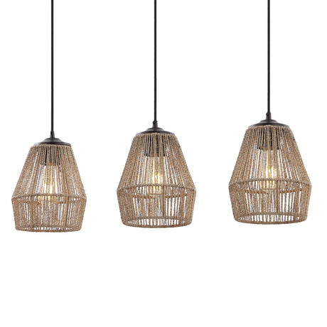 Ibiza-3-Light-Woven-Rope/Metal-Bohemian-Coastal-LED-Linear-Pendant-Pendants