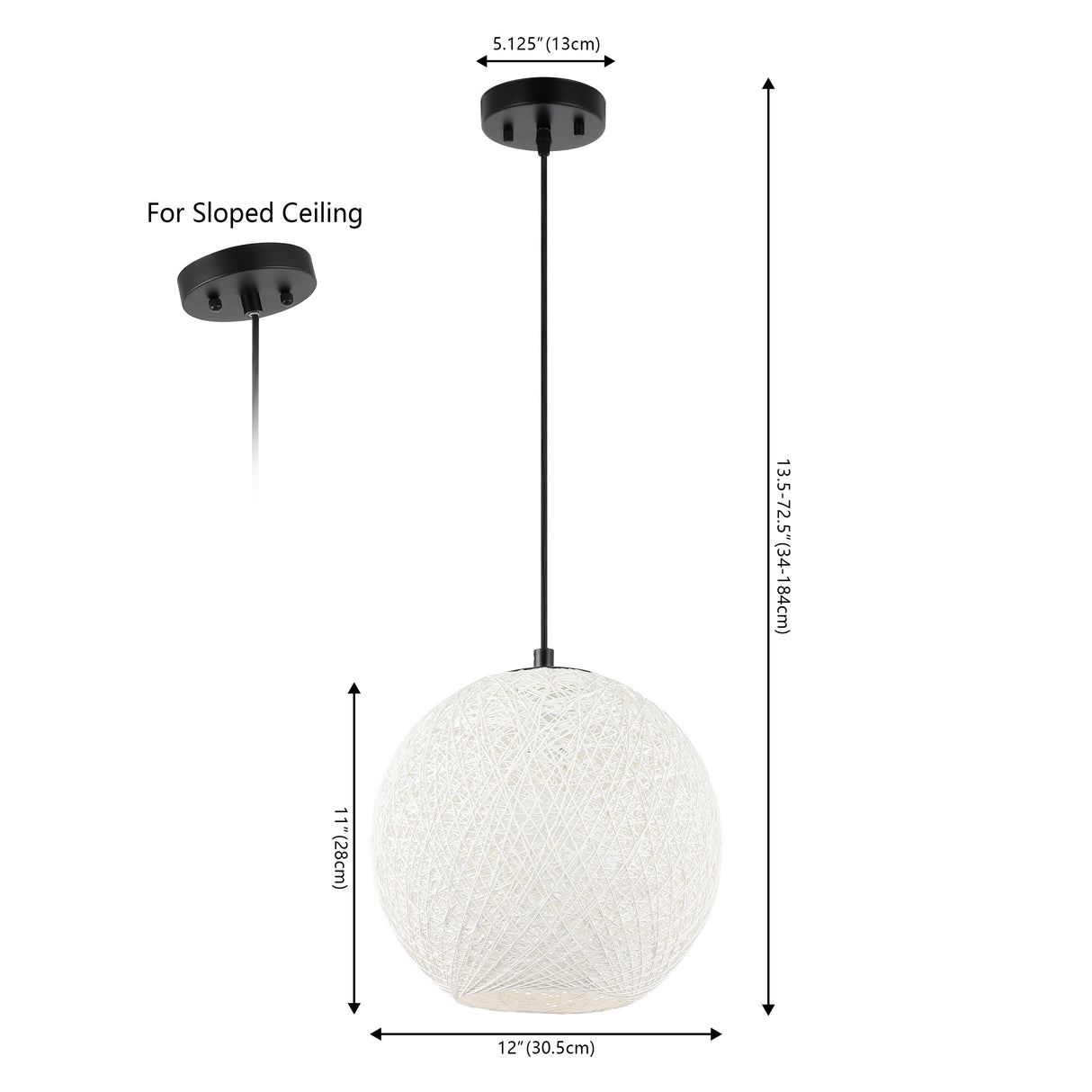 Lacey 1-Light Bohemian Minimalist Iron/Rope Woven Globe LED Pendant