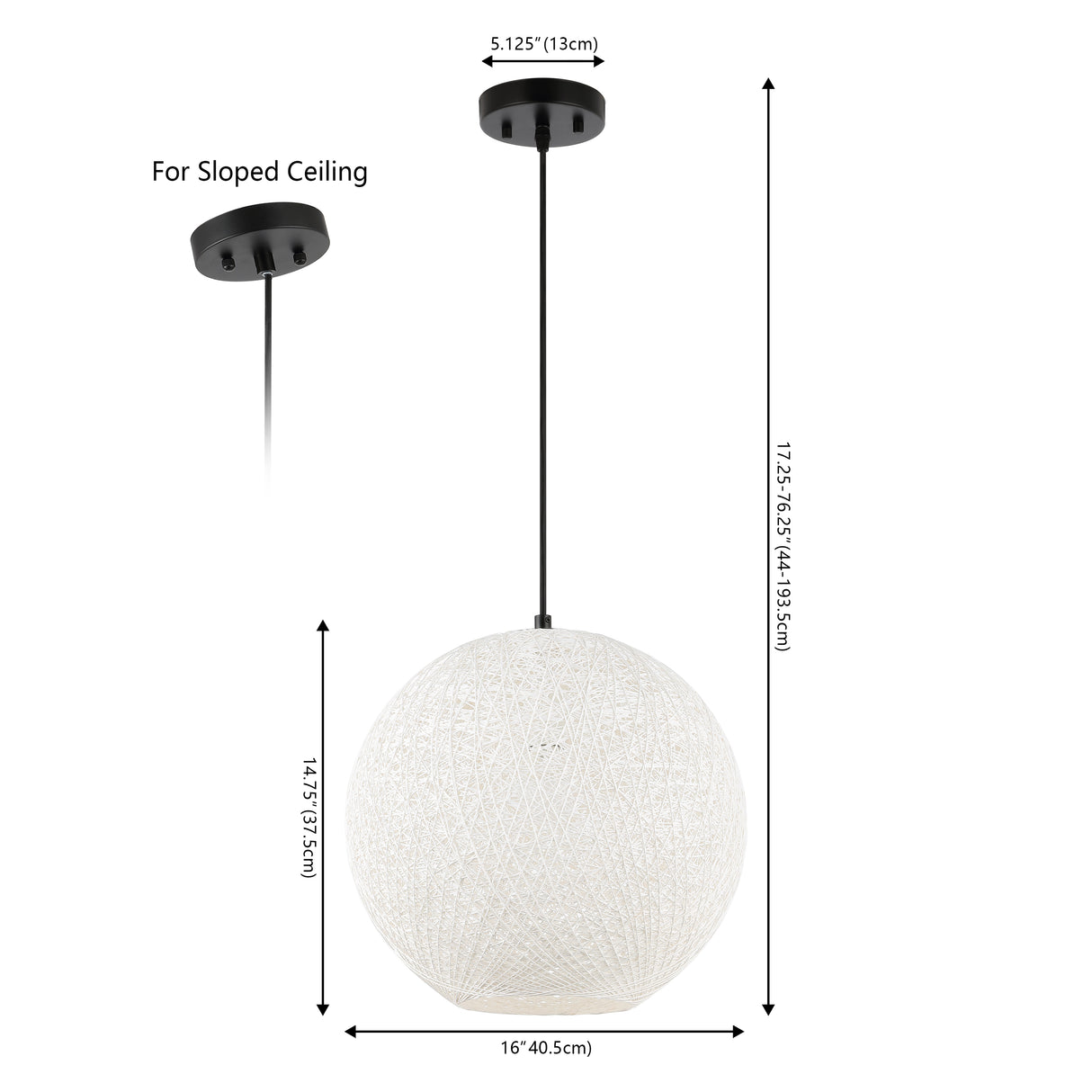 Lacey 1-Light Bohemian Minimalist Iron/Rope Woven Globe LED Pendant