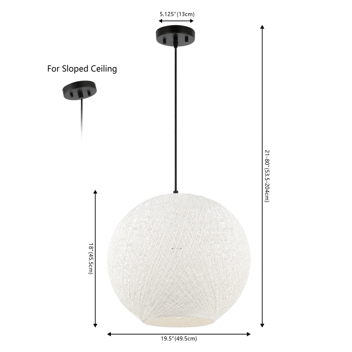 Lacey 1-Light Bohemian Minimalist Iron/Rope Woven Globe LED Pendant