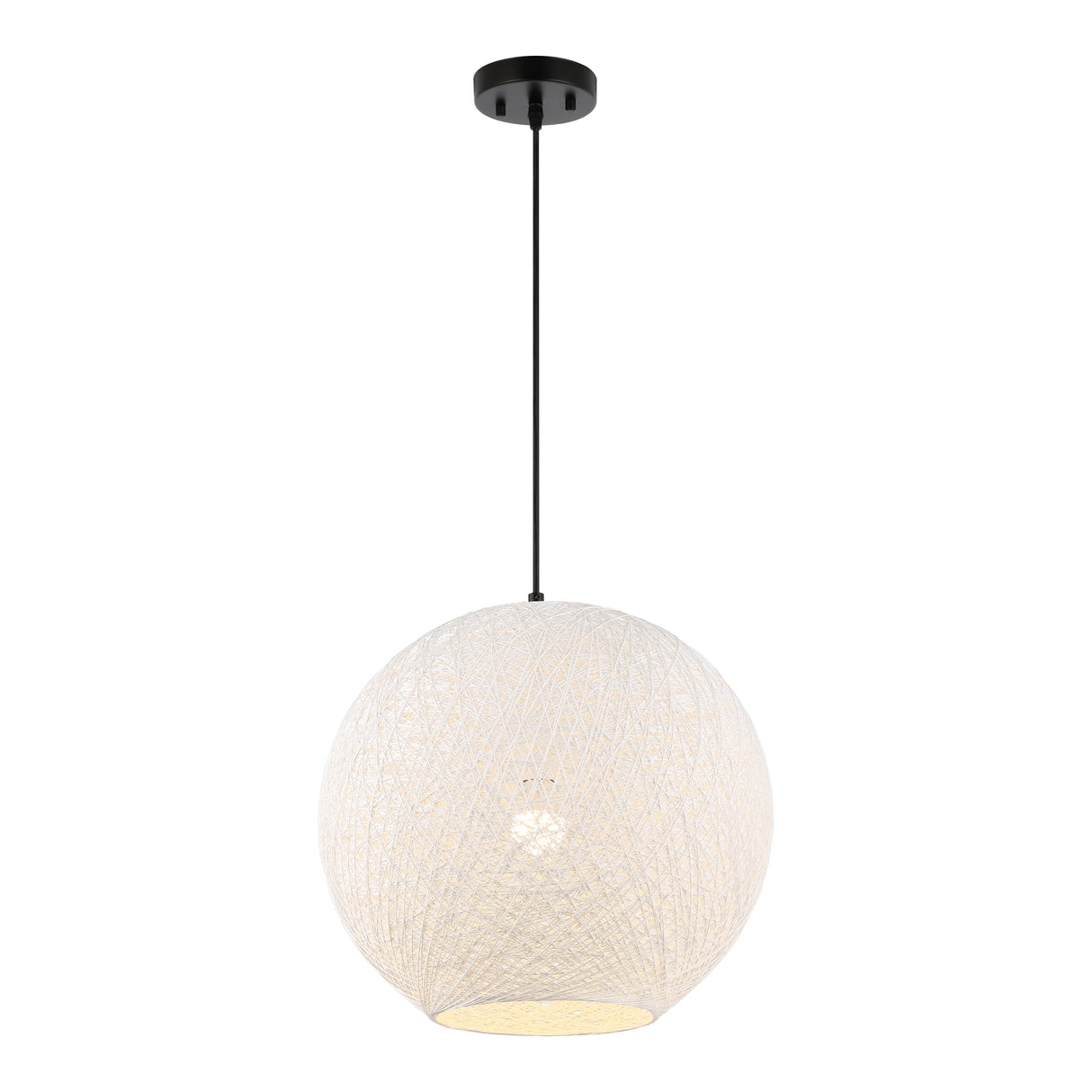 Lacey 1-Light Bohemian Minimalist Iron/Rope Woven Globe LED Pendant
