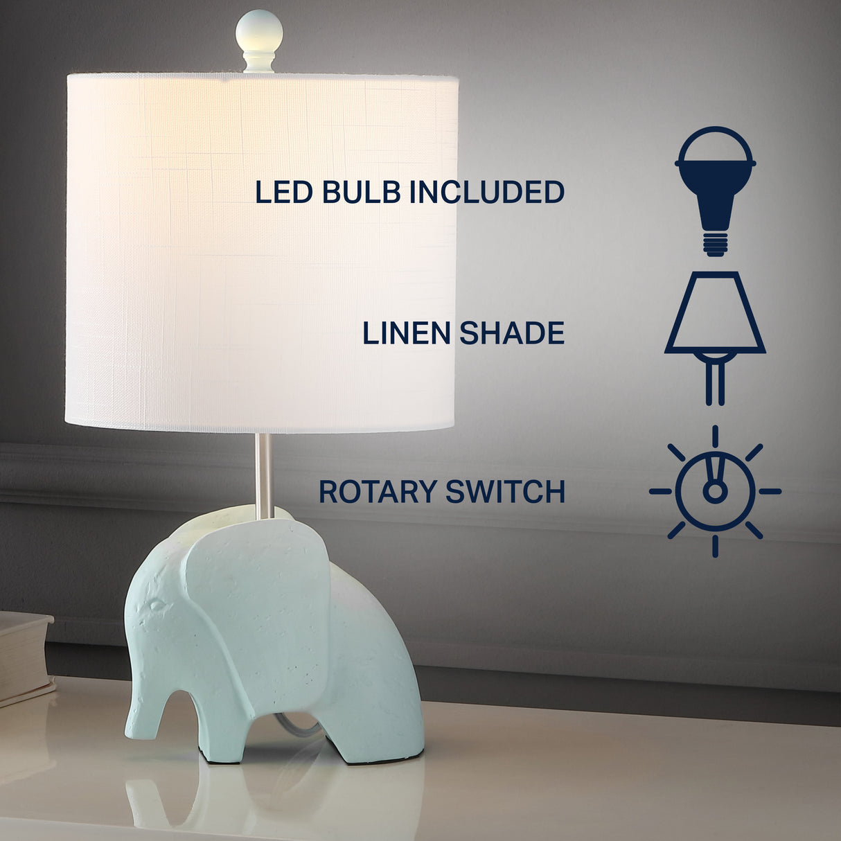 Koda Eclectic Southwestern Resin/Iron Elephant LED Kids' Table Lamp
