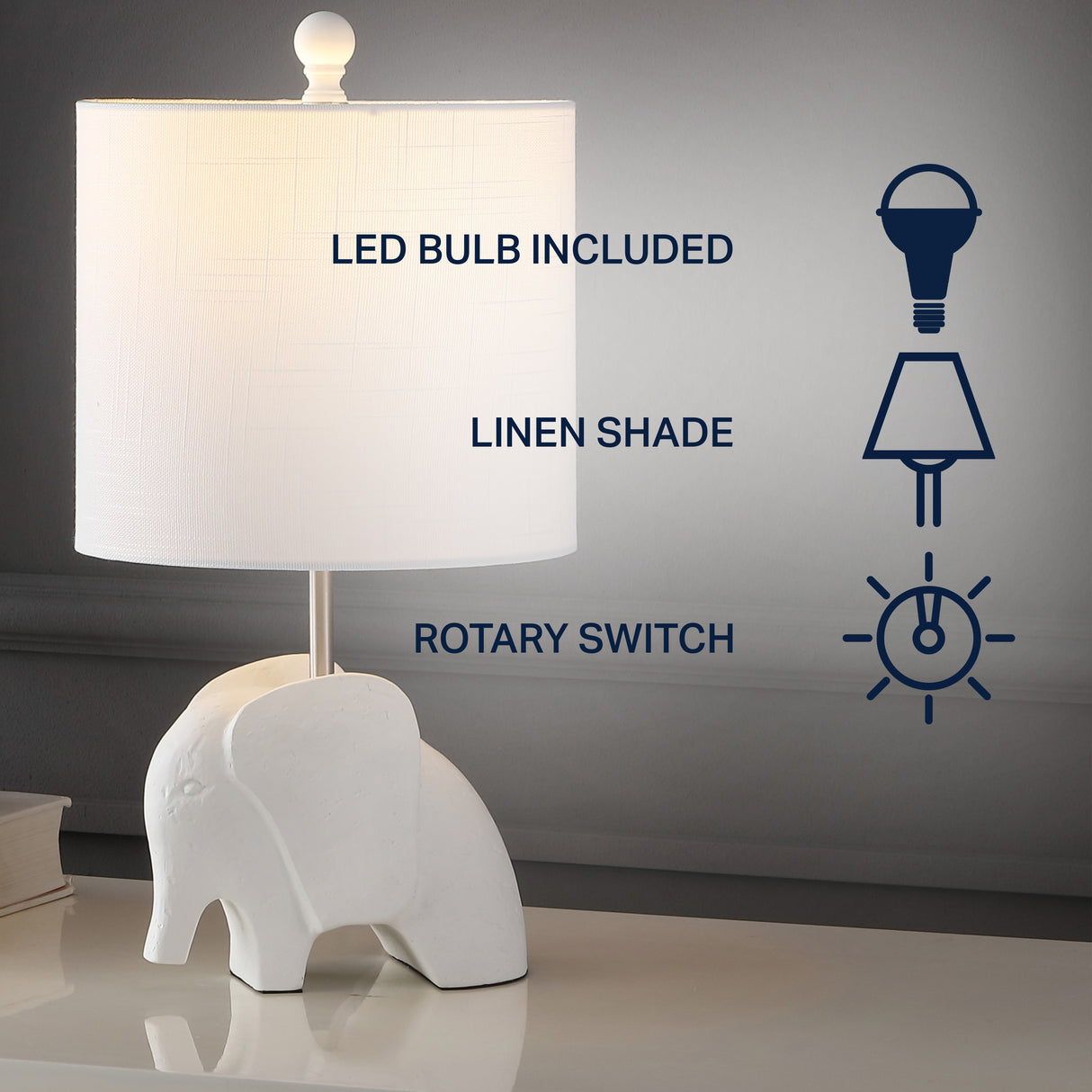 Koda Eclectic Southwestern Resin/Iron Elephant LED Kids' Table Lamp