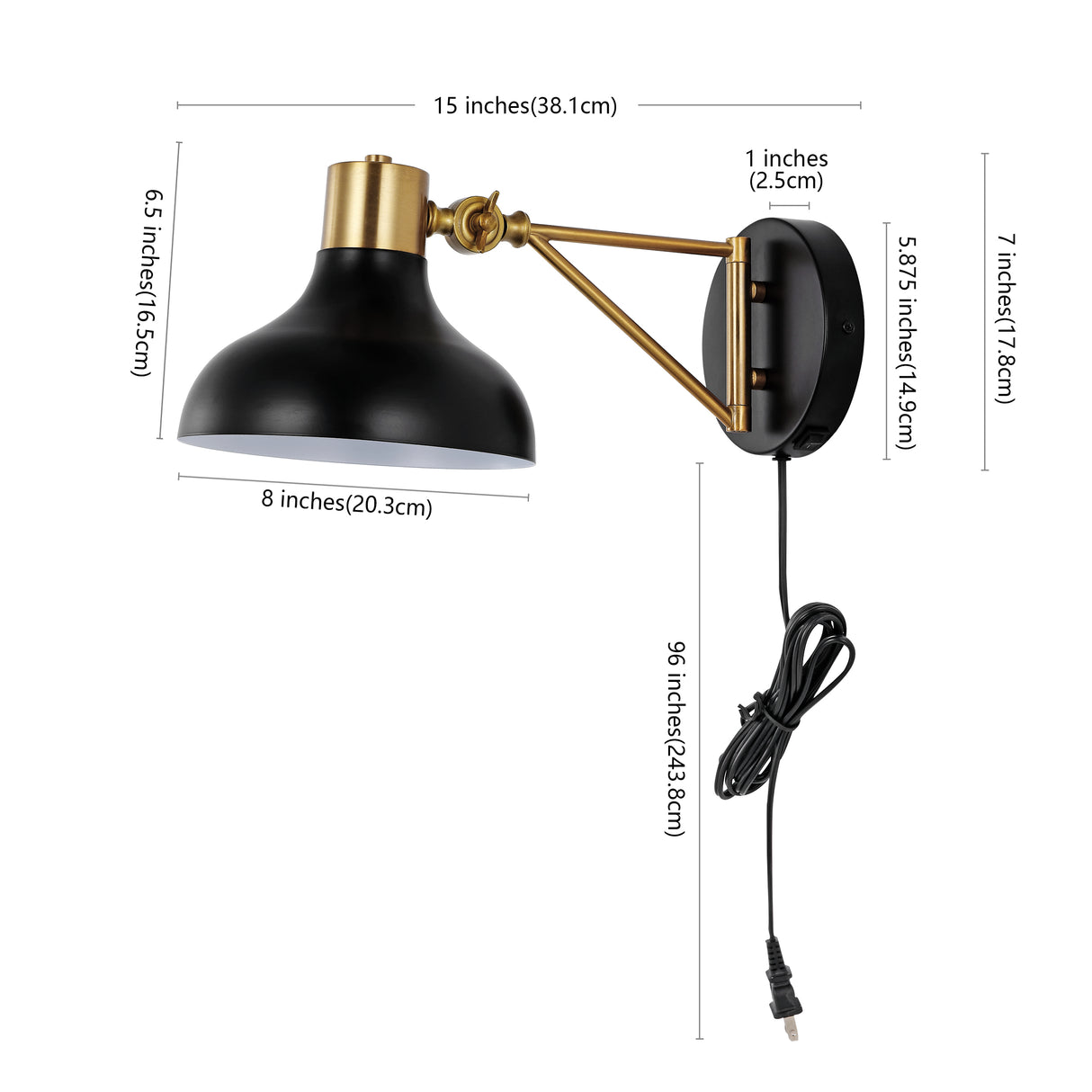 Lynn Swing Arm 1-Light Modern Midcentury Iron USB Charging Port LED Sconce