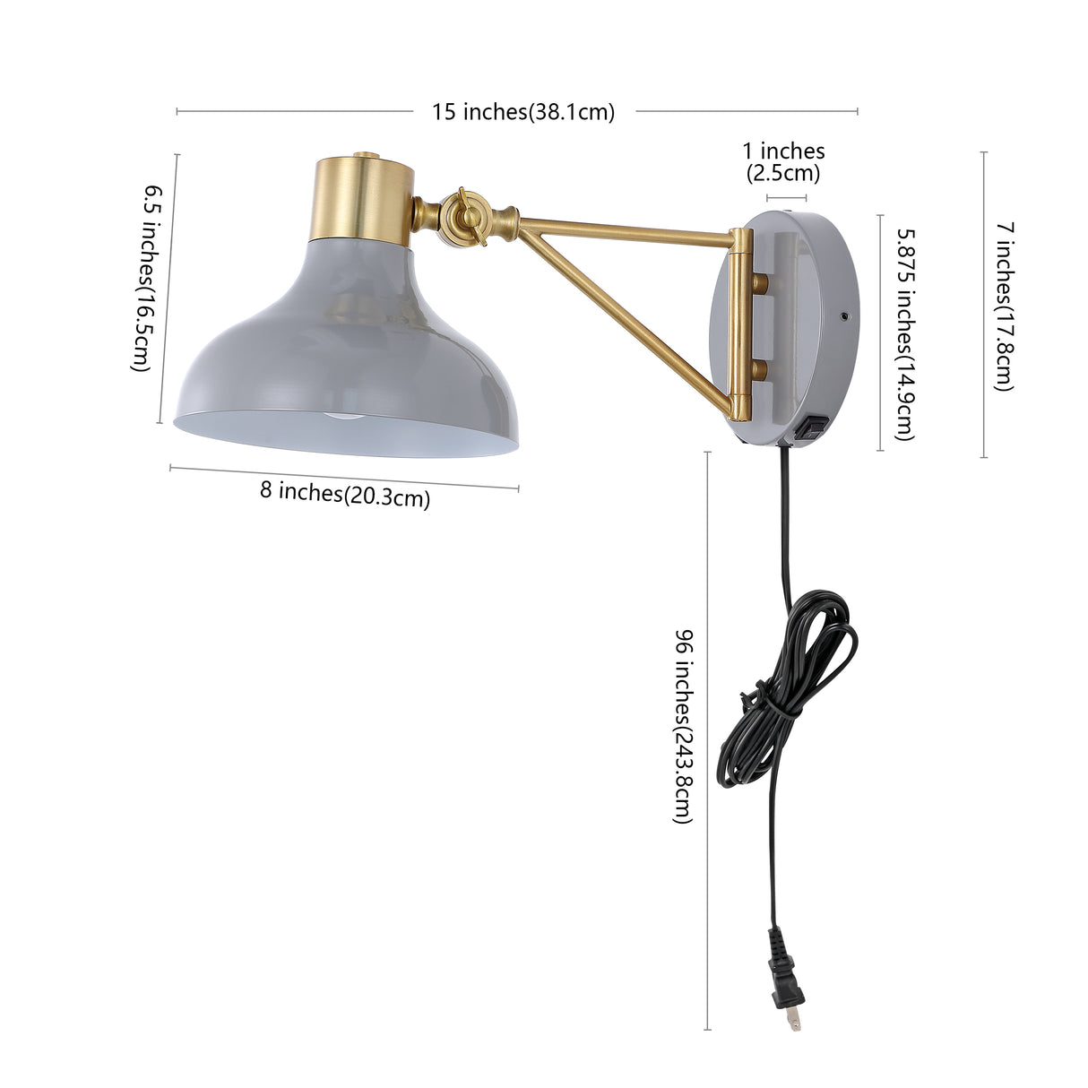Lynn Swing Arm 1-Light Modern Midcentury Iron USB Charging Port LED Sconce