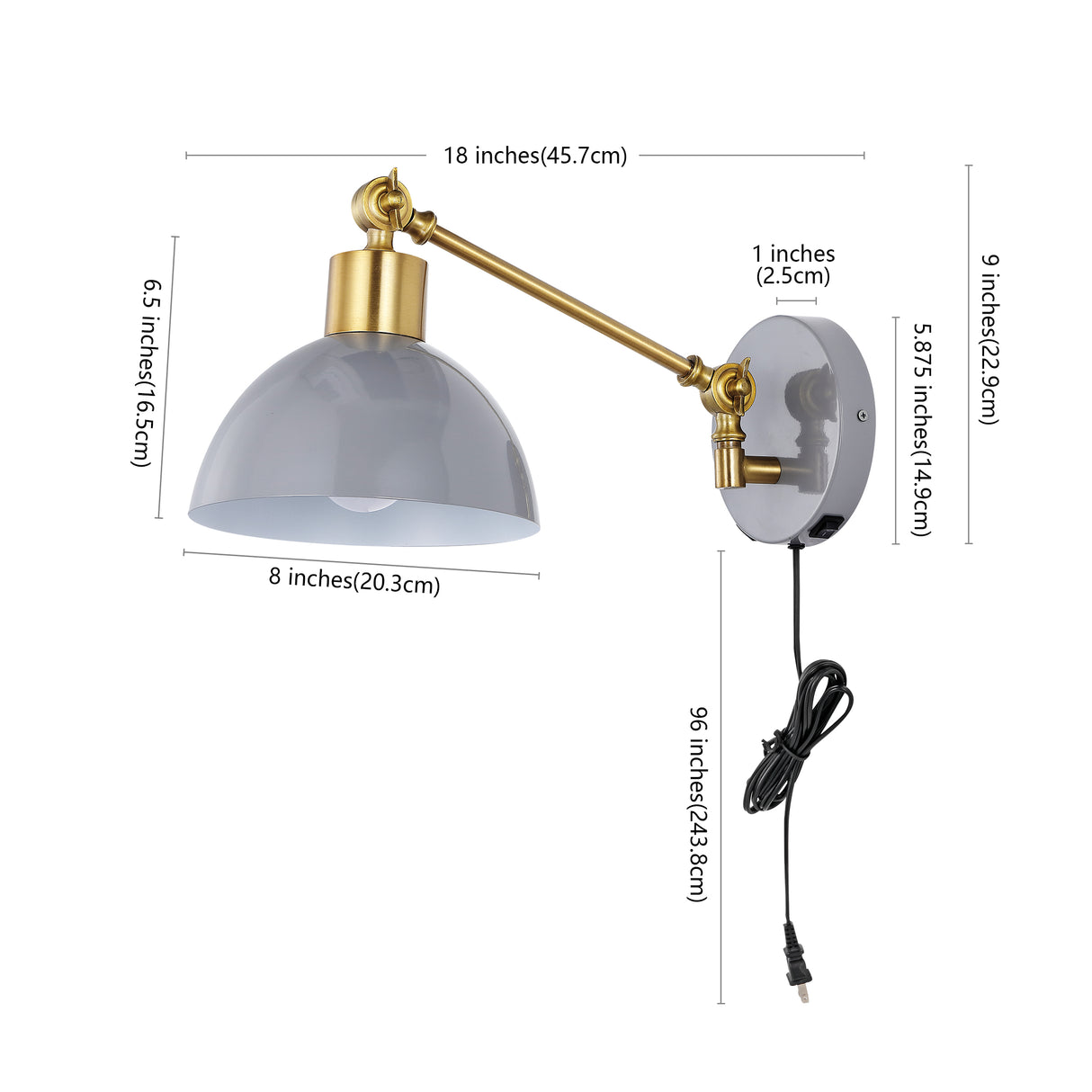 Lisa Swing Arm 1-Light Modern Midcentury Iron USB Charging Port LED Sconce