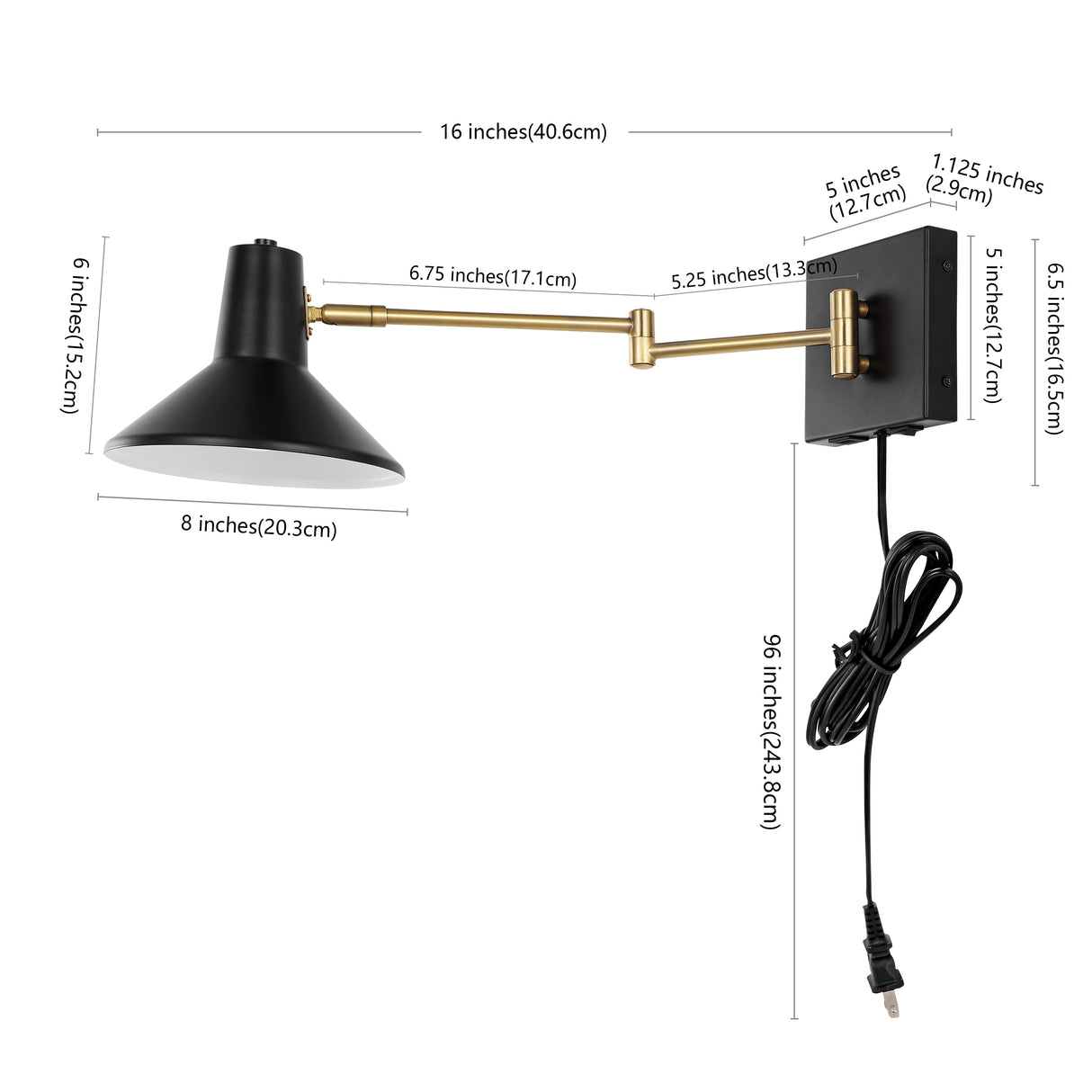 Hygge Swing Arm 1-Light Modern Midcentury Iron USB Charging Port LED Sconce