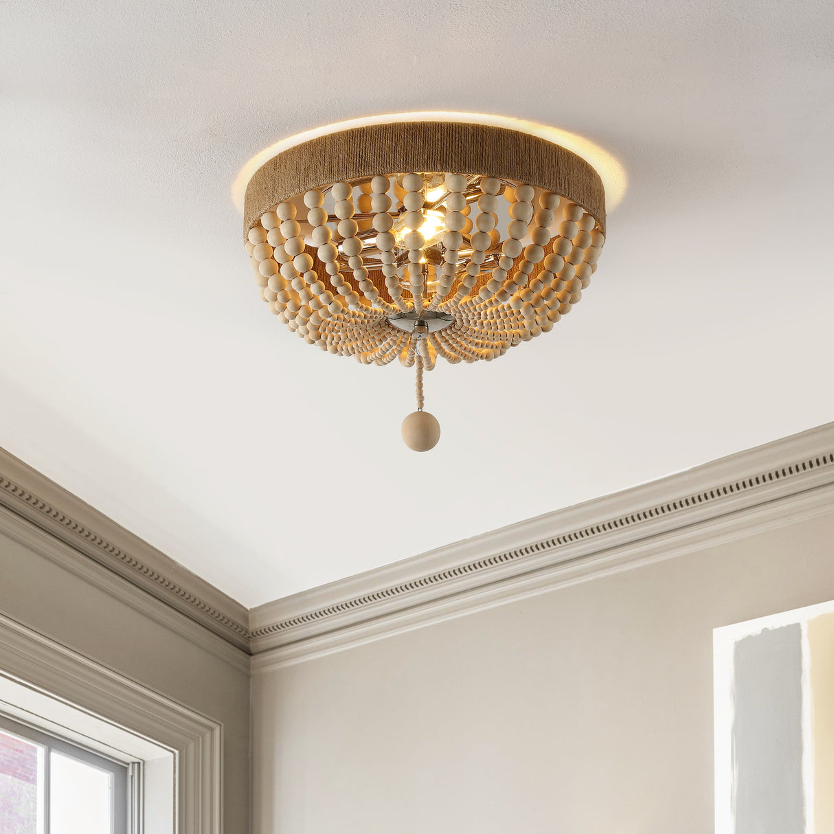 Justina 2-Light Farmhouse Bohemian Iron LED Flush Mount