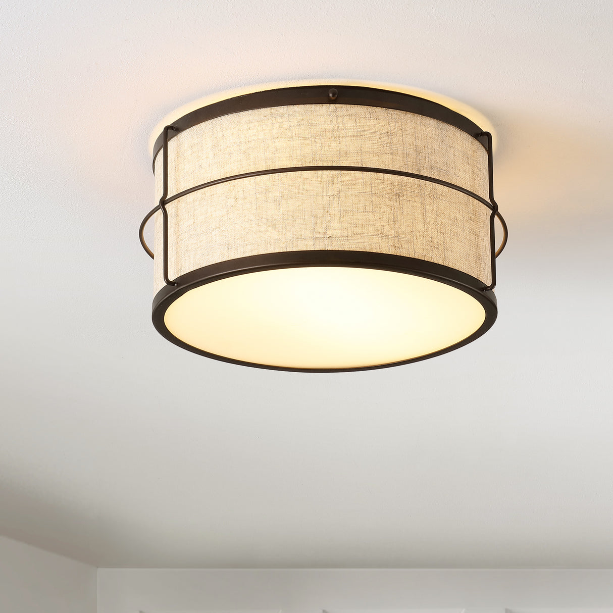 Evan 2-Light Rustic Farmhouse Iron LED Flush Mount