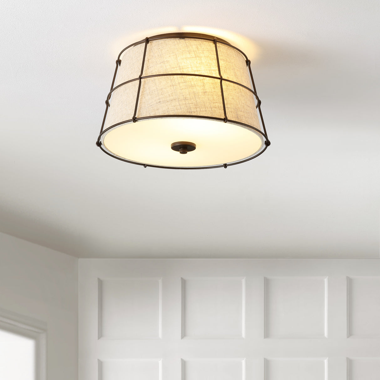 Silas 2-Light Rustic Farmhouse Iron LED Flush Mount