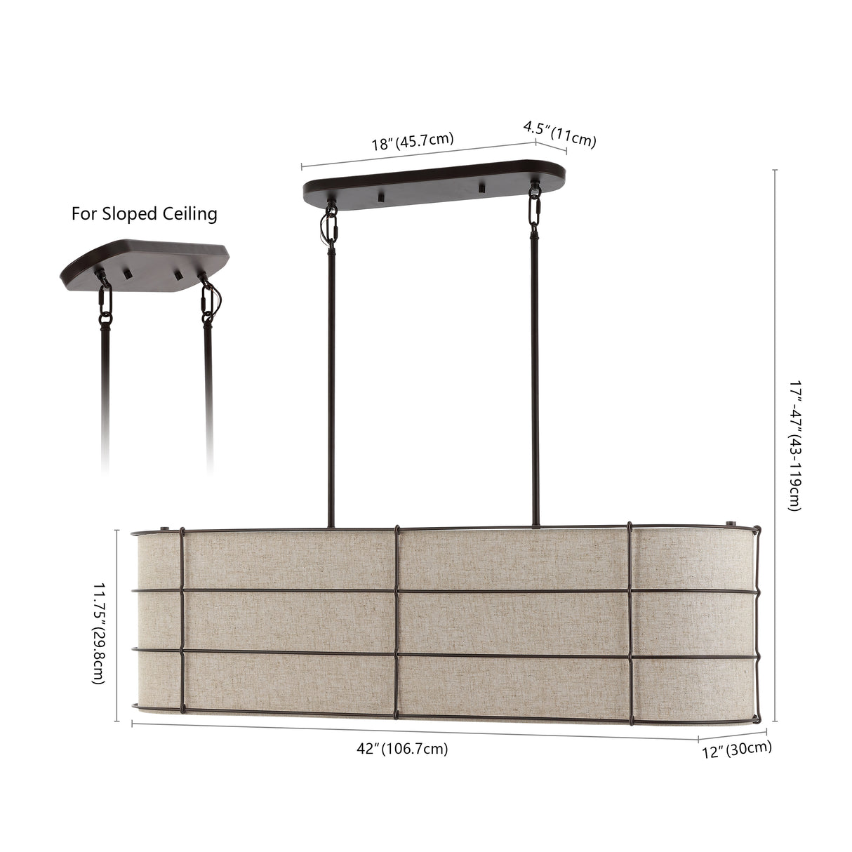Chadwick 4-Light Rustic Farmhouse Iron Linear LED Pendant