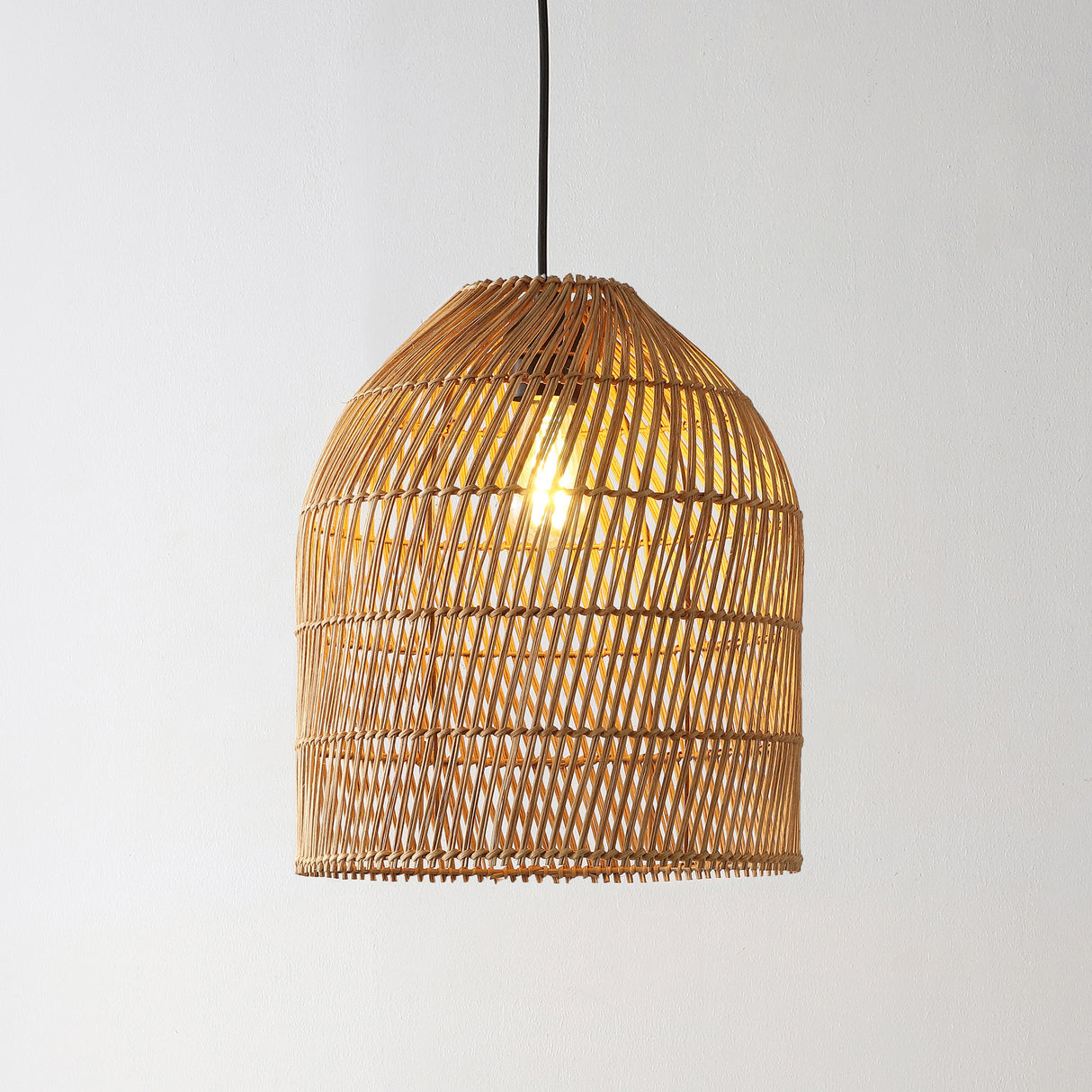 Koda 1-Light Farmhouse Coastal Bohemian Rattan 180" Cord Plug-In or Hardwired LED Pendant