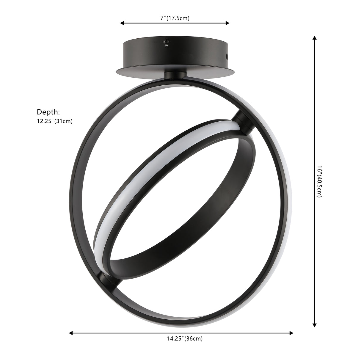 Nicole 2-Light Modern Minimalist Aluminum Ring Integrated LED Semi Flush Mount