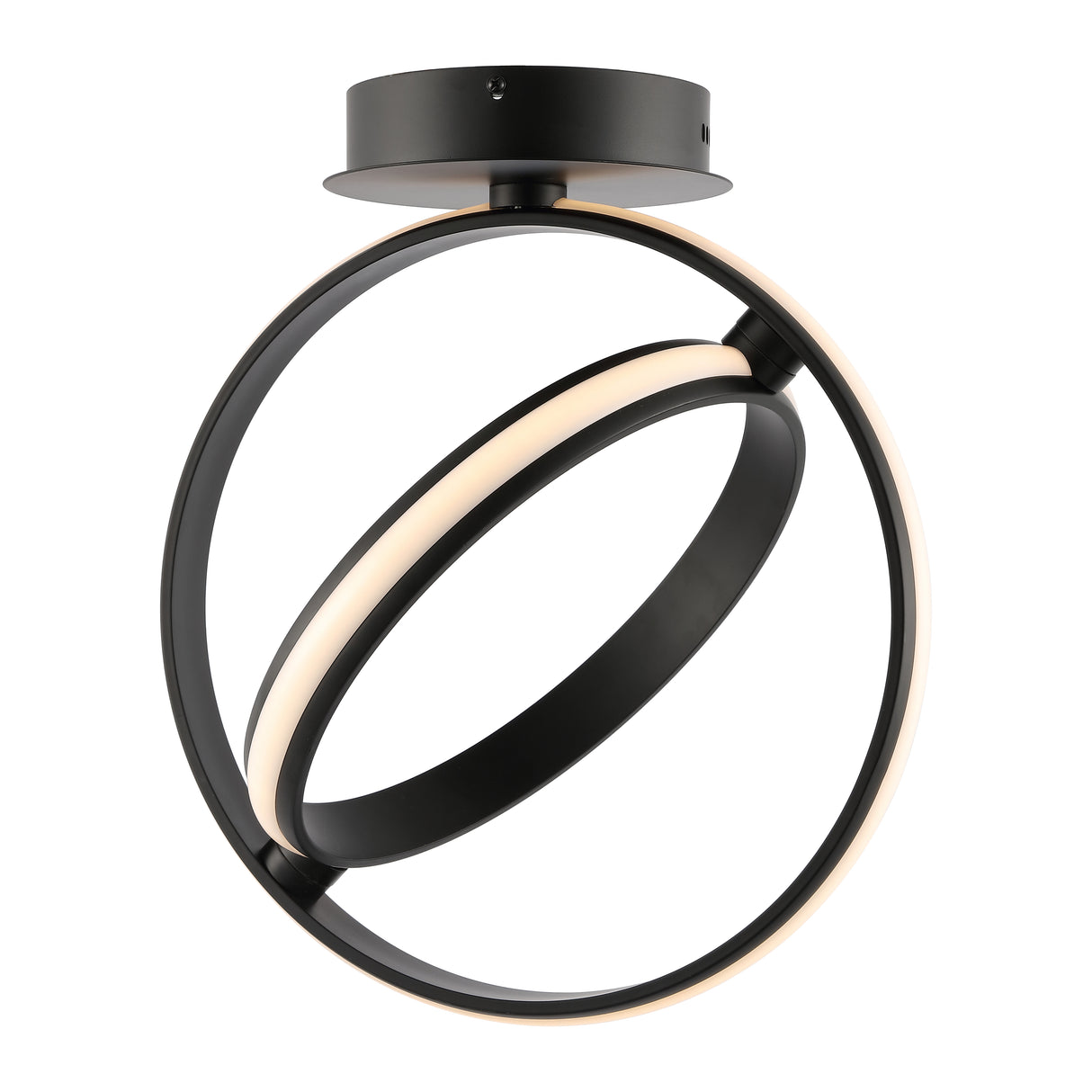 Nicole 2-Light Modern Minimalist Aluminum Ring Integrated LED Semi Flush Mount