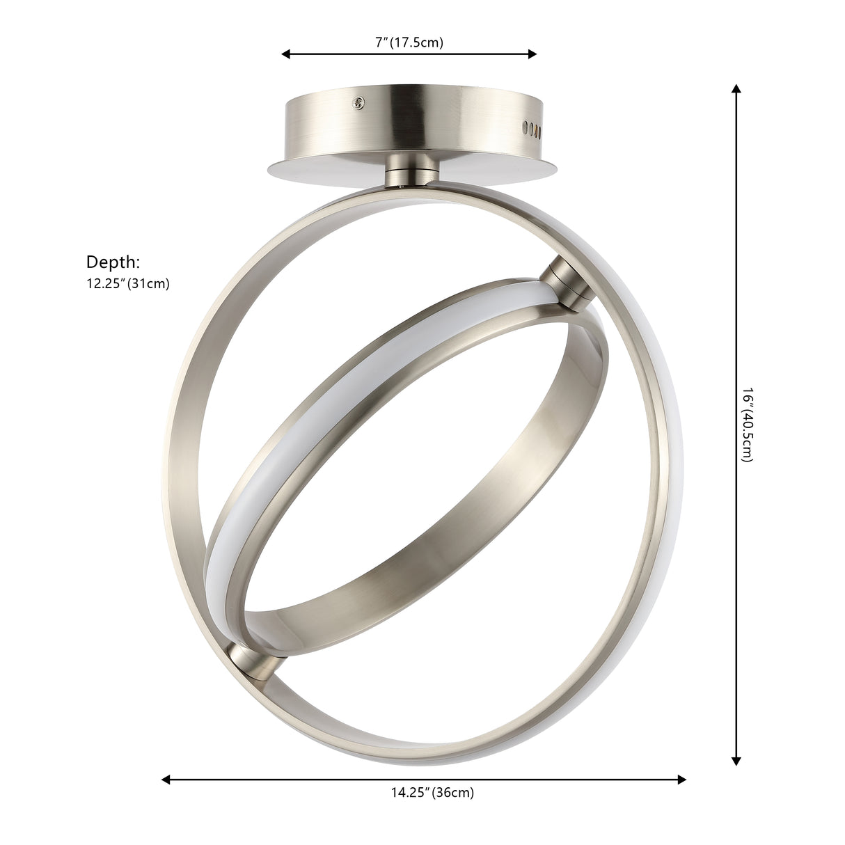 Nicole 2-Light Modern Minimalist Aluminum Ring Integrated LED Semi Flush Mount