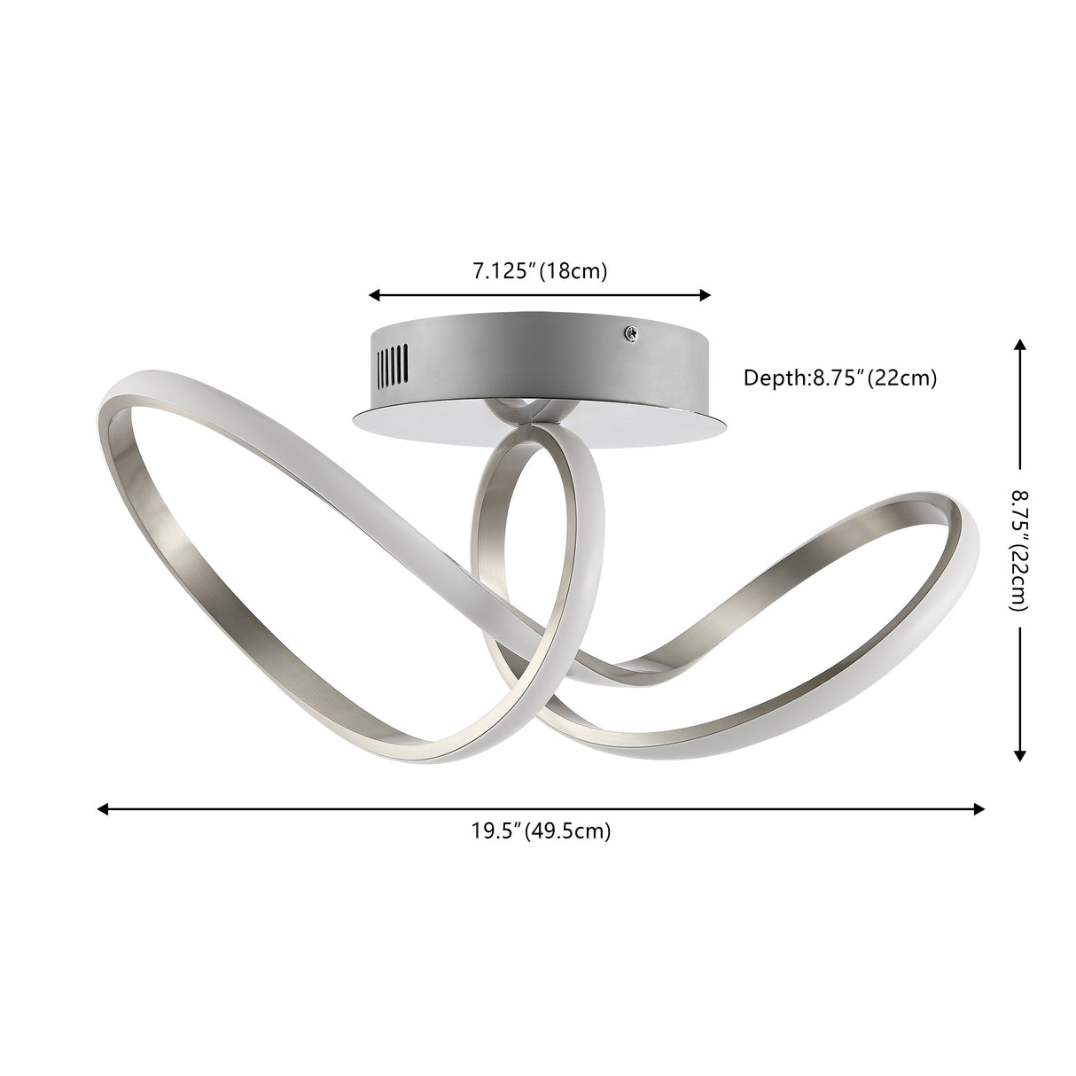 Chantelle 1-Light Modern Minimalist Aluminum Loop Integrated LED Semi Flush Mount