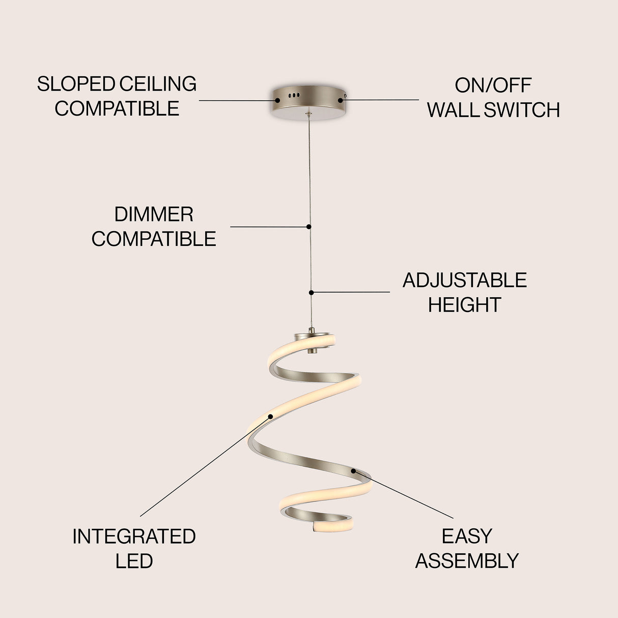 Whirl 1-Light Modern Minimalist Aluminum/Iron Abstract Integrated LED Pendant