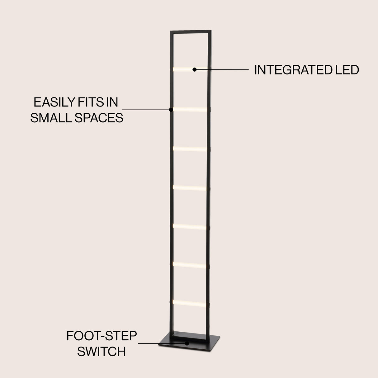 Ivan Minimalist Modern Iron Ladder Dimmable Integrated LED Floor Lamp