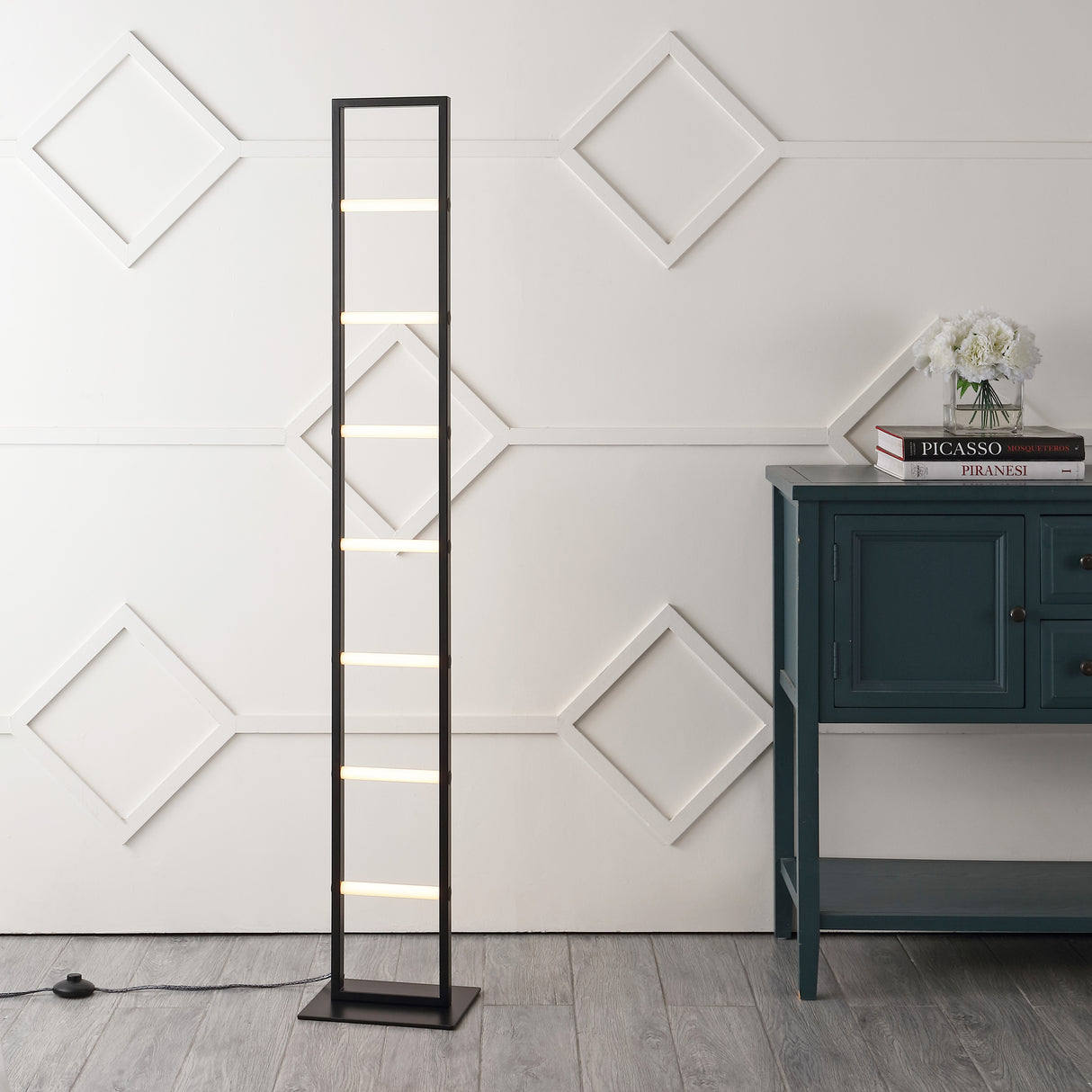Ivan Minimalist Modern Iron Ladder Dimmable Integrated LED Floor Lamp