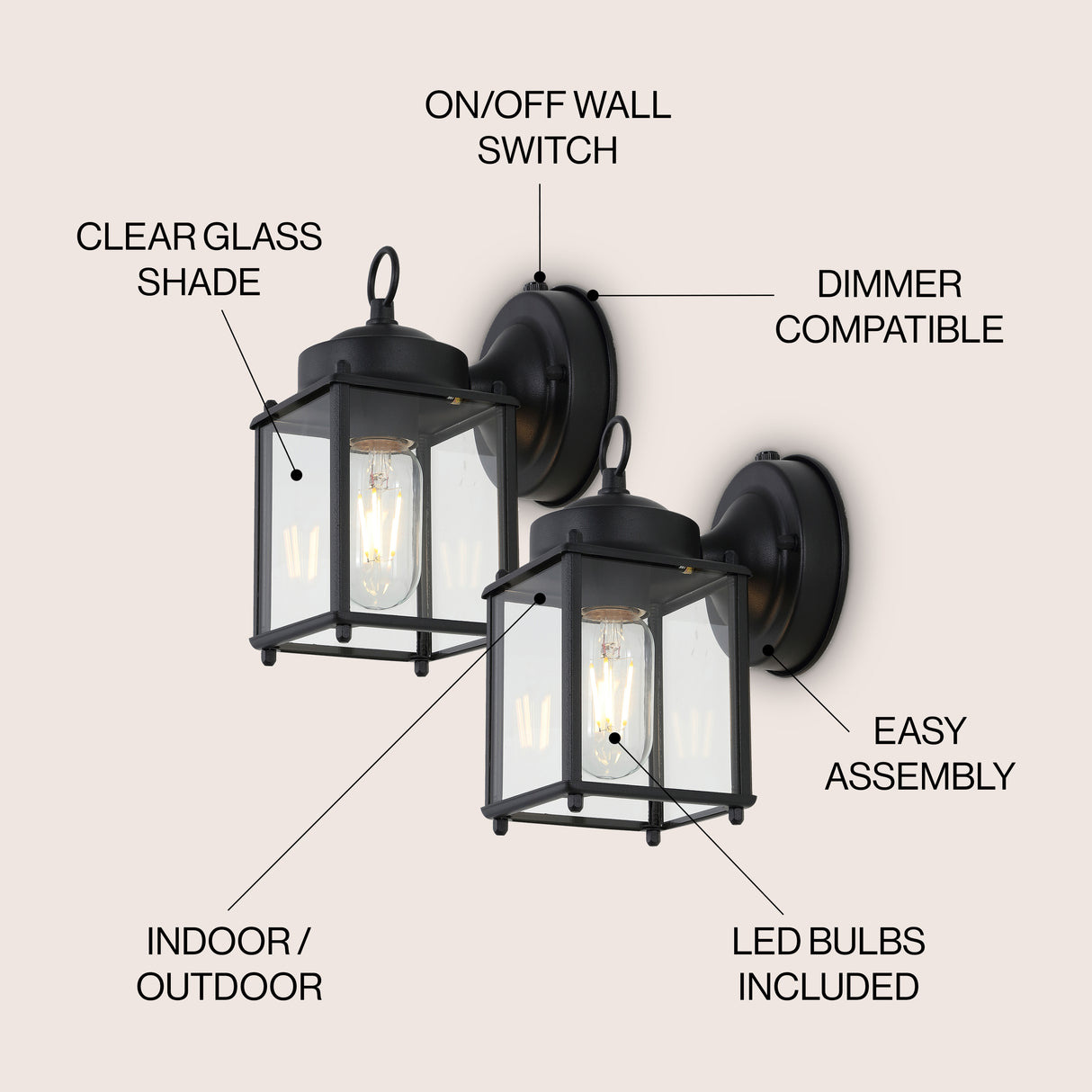 Boston 1-Light Farmhouse Industrial Iron/Glass Outdoor LED Sconce