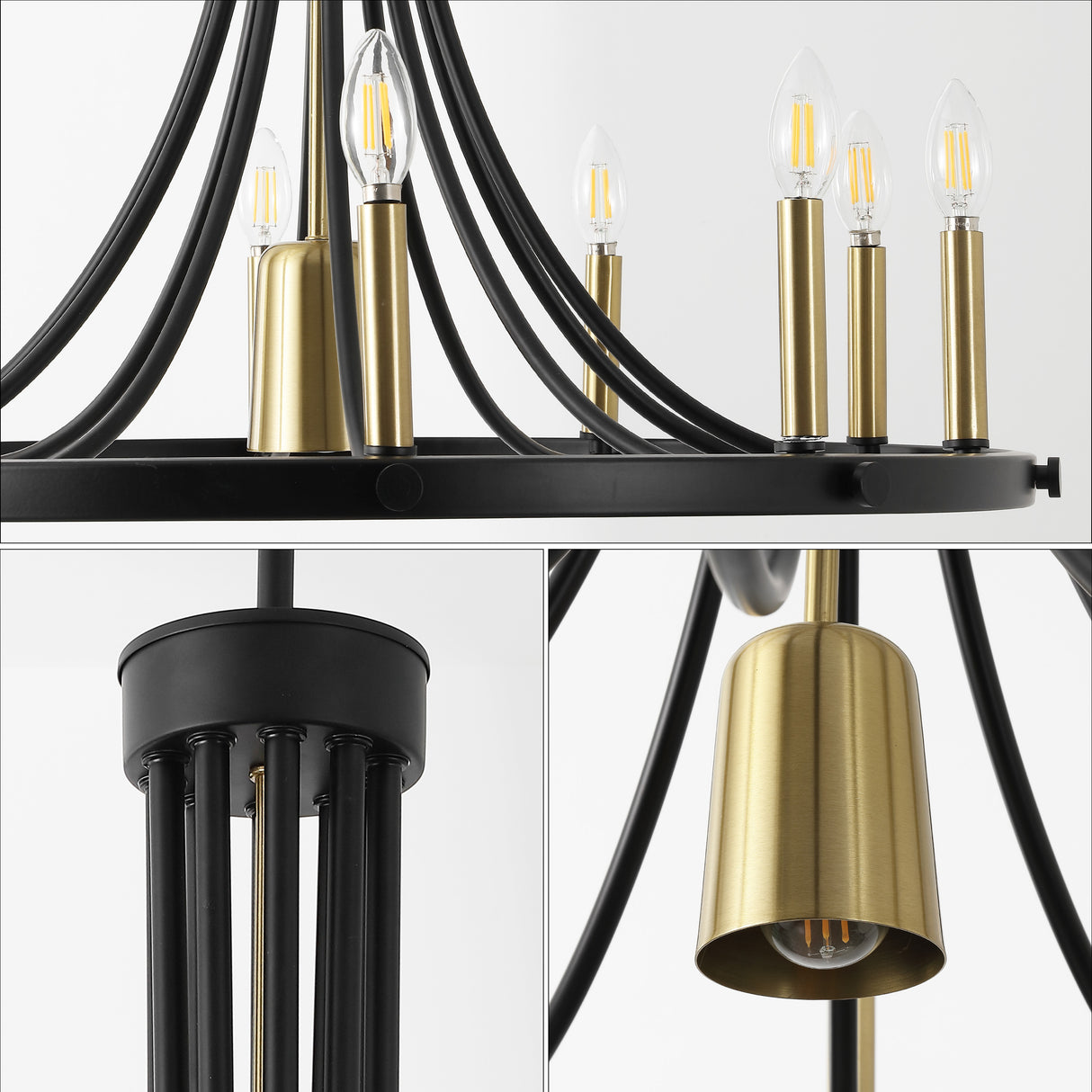 Dante 11-Light Transitional Modern Iron Adjustable Wagon Wheel LED Chandelier with Downlight