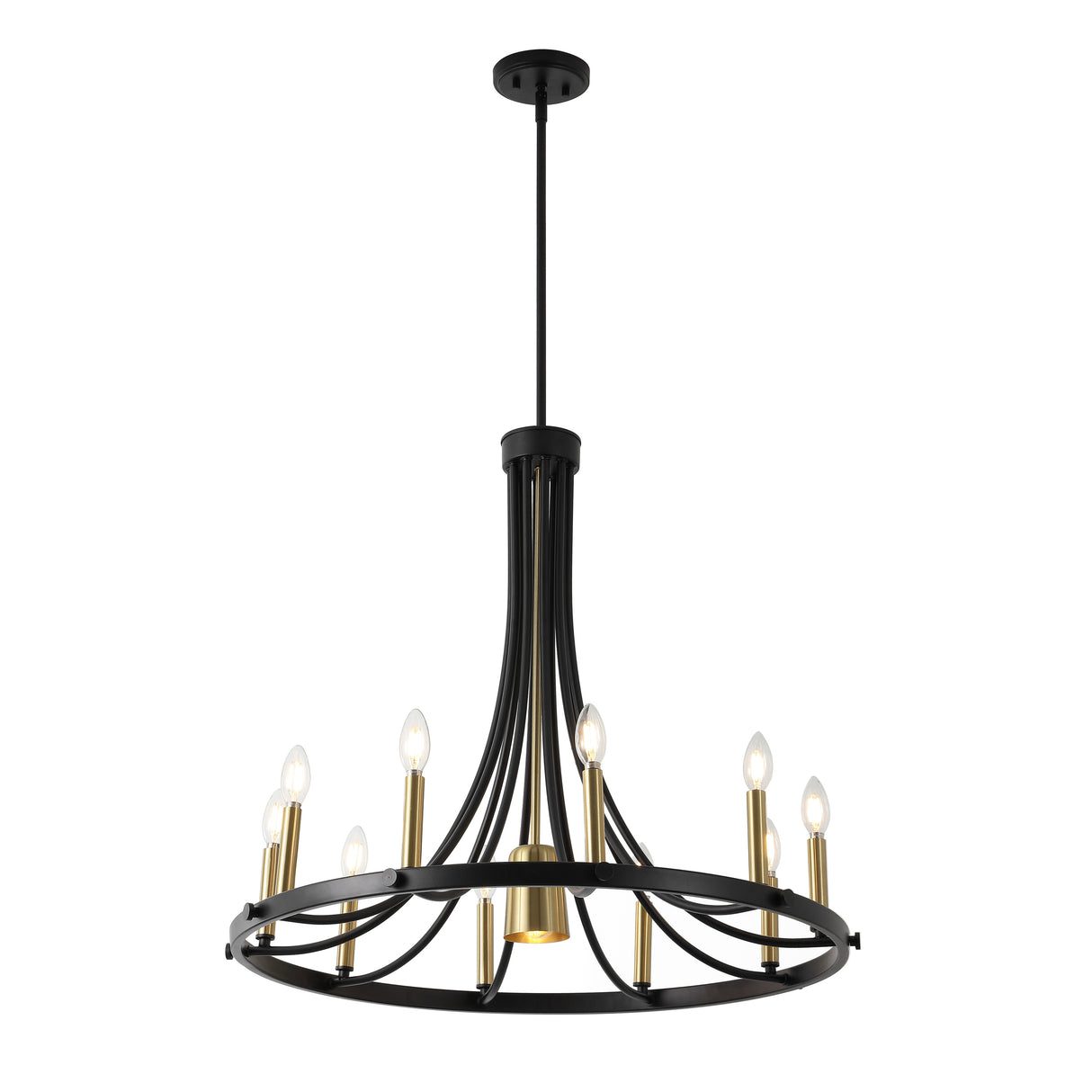 Dante 11-Light Transitional Modern Iron Adjustable Wagon Wheel LED Chandelier with Downlight