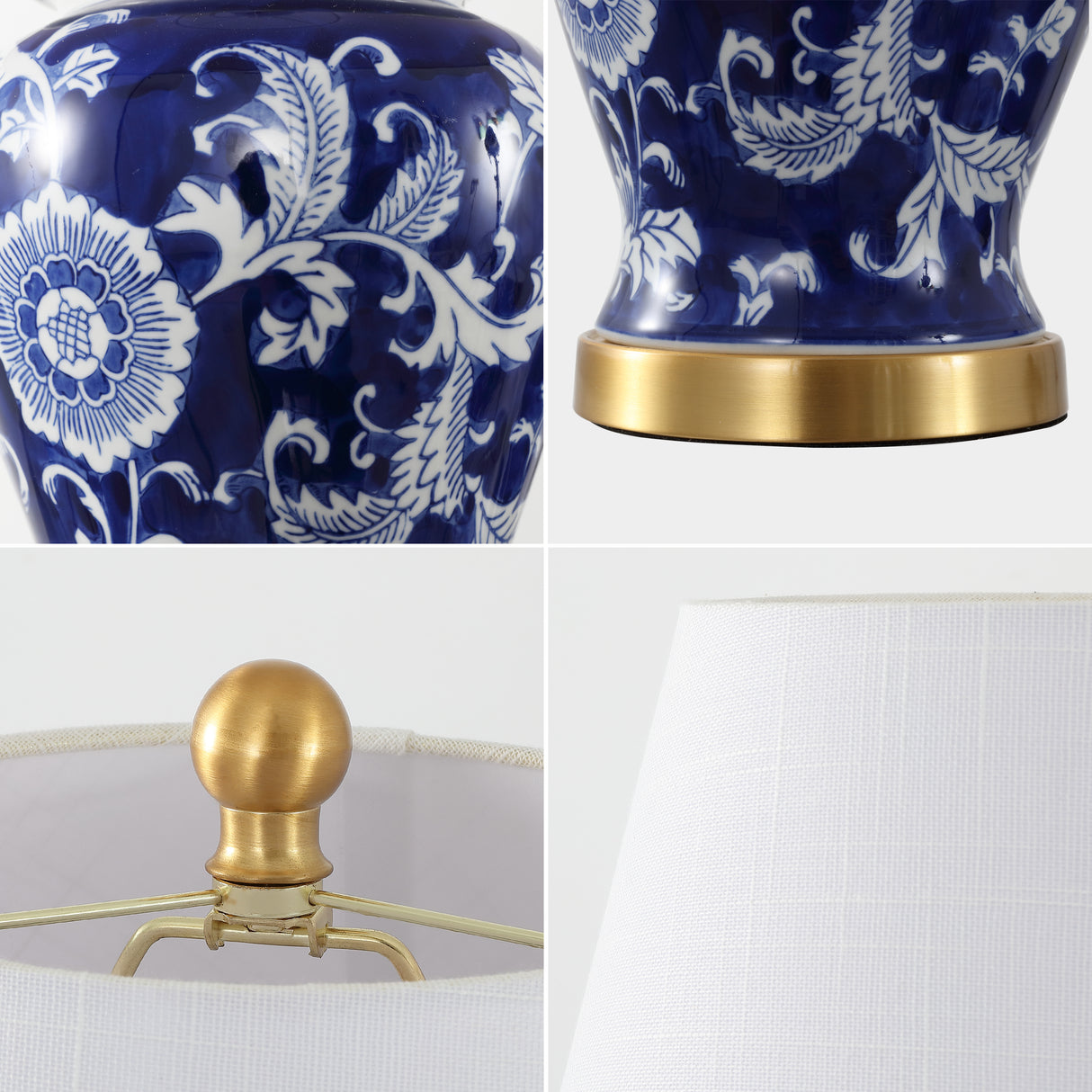 Penelope French Country Ceramic Chinoiserie Ginger Jar LED Table Lamp