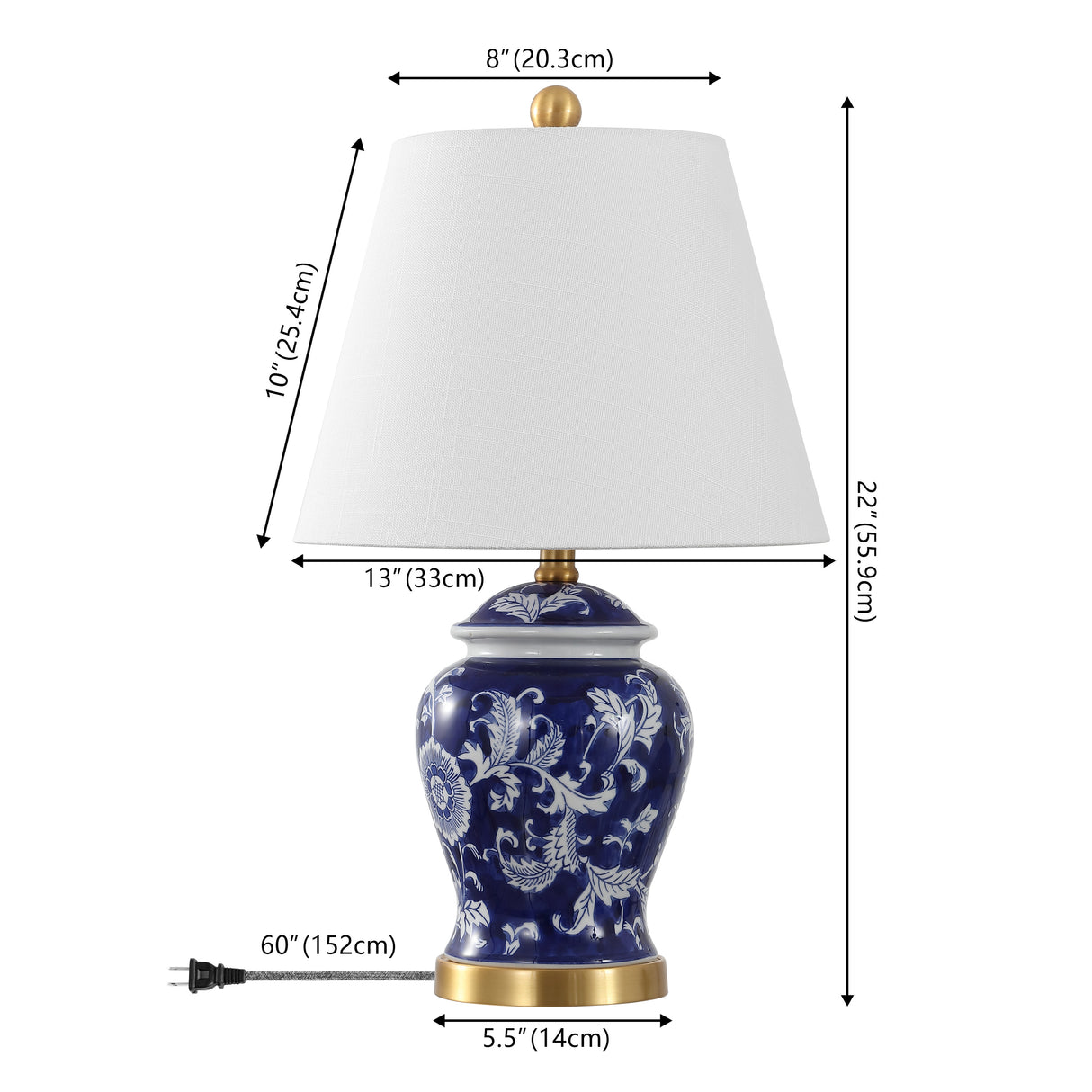 Penelope French Country Ceramic Chinoiserie Ginger Jar LED Table Lamp