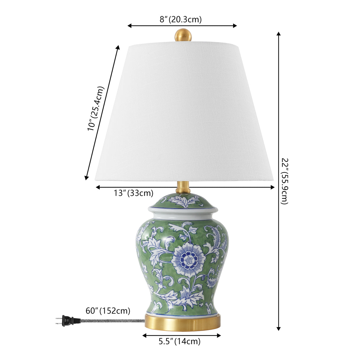 Penelope French Country Ceramic Chinoiserie Ginger Jar LED Table Lamp