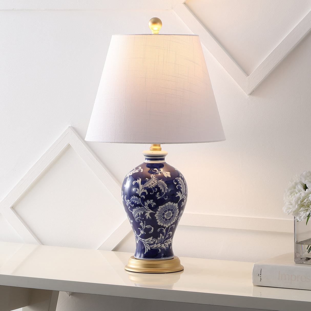 Grace-French-Country-Cottage-Ceramic/Iron-Floral-Urn-LED-Table-Lamp-Table-Lamps
