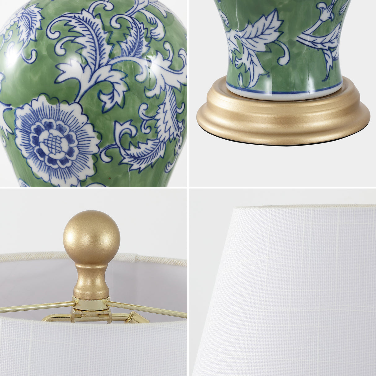 Grace French Country Cottage Ceramic/Iron Floral Urn LED Table Lamp