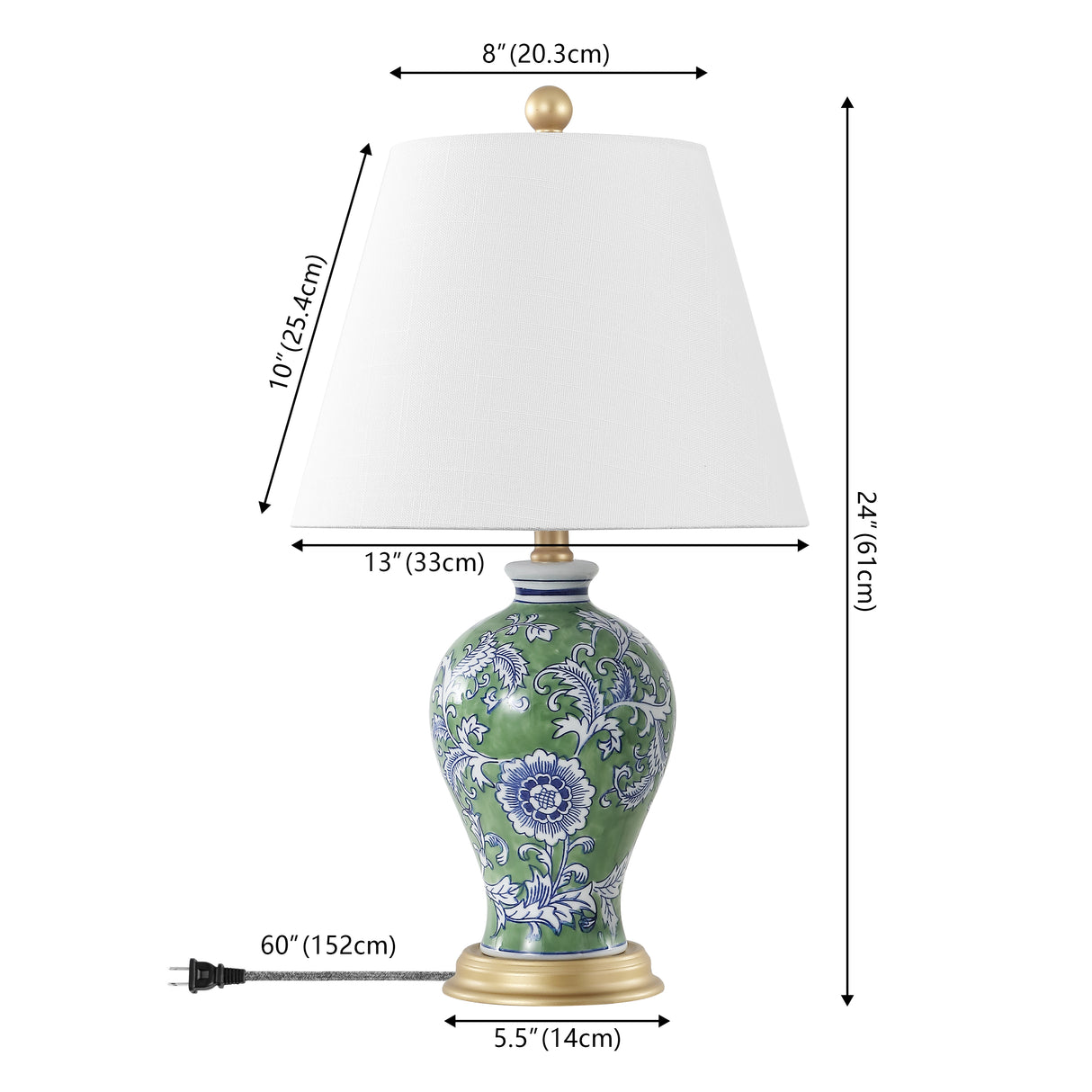 Grace French Country Cottage Ceramic/Iron Floral Urn LED Table Lamp