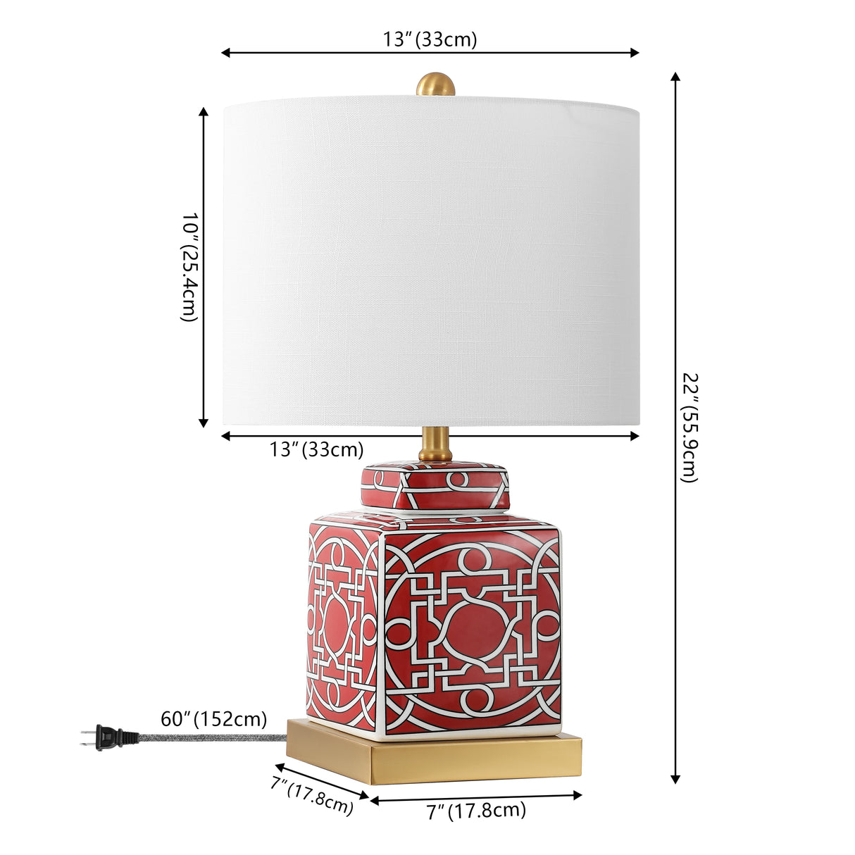 Catherine Modern Transitional Ceramic/Metal Square Ginger Jar LED Table Lamp